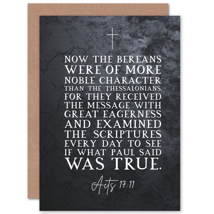 Bible Card Acts 17:11 They Received The Message With Great Eagerness Christian Bible Verse Card