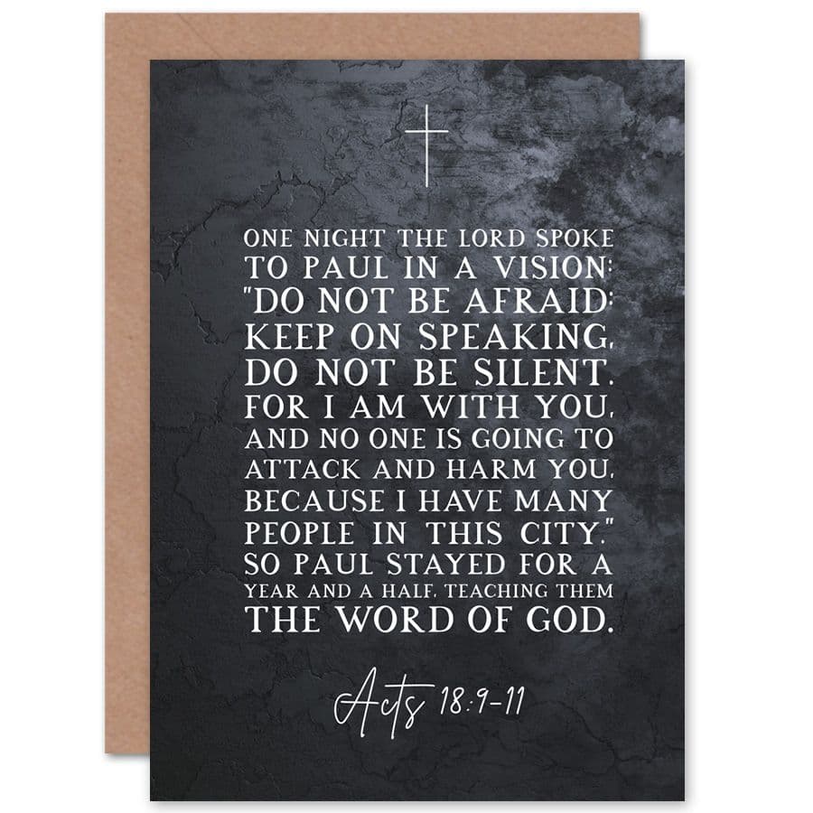 Bible Card Acts 18 9 11 Do Not Be Silent I am You Christian Bible Verse Card