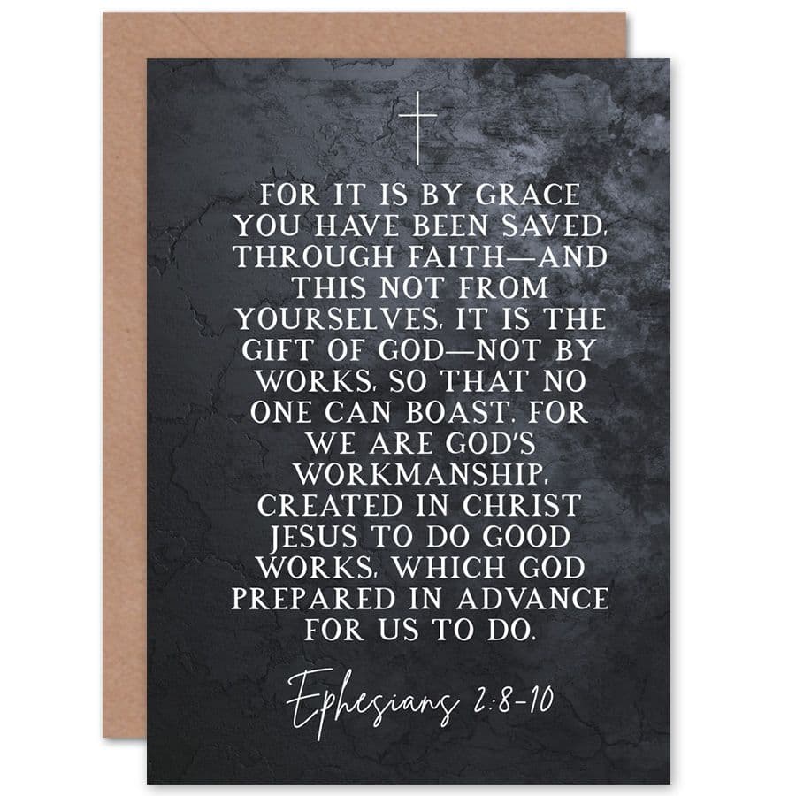 Bible Card Ephesians 2:8-10 Saved Through Faith Gift Of God Created In Jesus Christian Bible Verse Card
