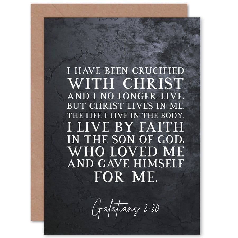 Bible Card Galatians 2:20 Christ Lives in Me I live By Faith in the Son Of God Christian Bible Verse Card