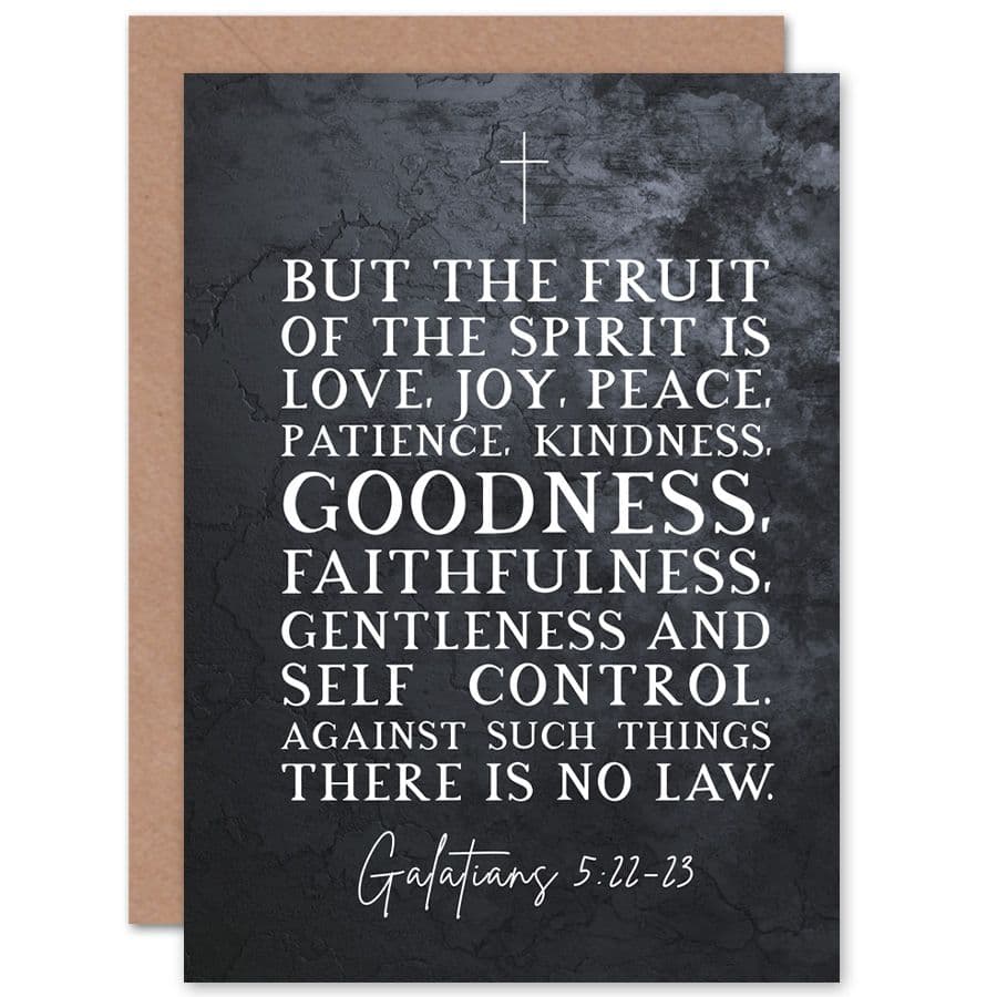 Bible Card Galatians 5:22-23 The Fruit of the Spirit is Love Joy Peace Christian Bible Verse Card
