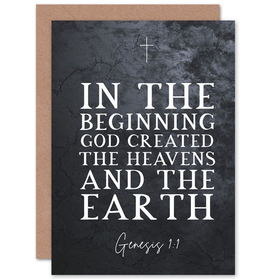 Bible Card Genesis 1:1 In The Beginning GOD created the Heavens and the Earth Christian Bible Verse Card