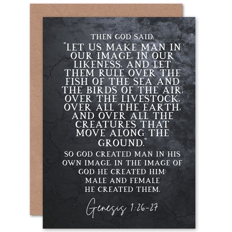 Bible Card Genesis 1:26-27 Let Us Make Man In Our Image Christian Bible Verse Card