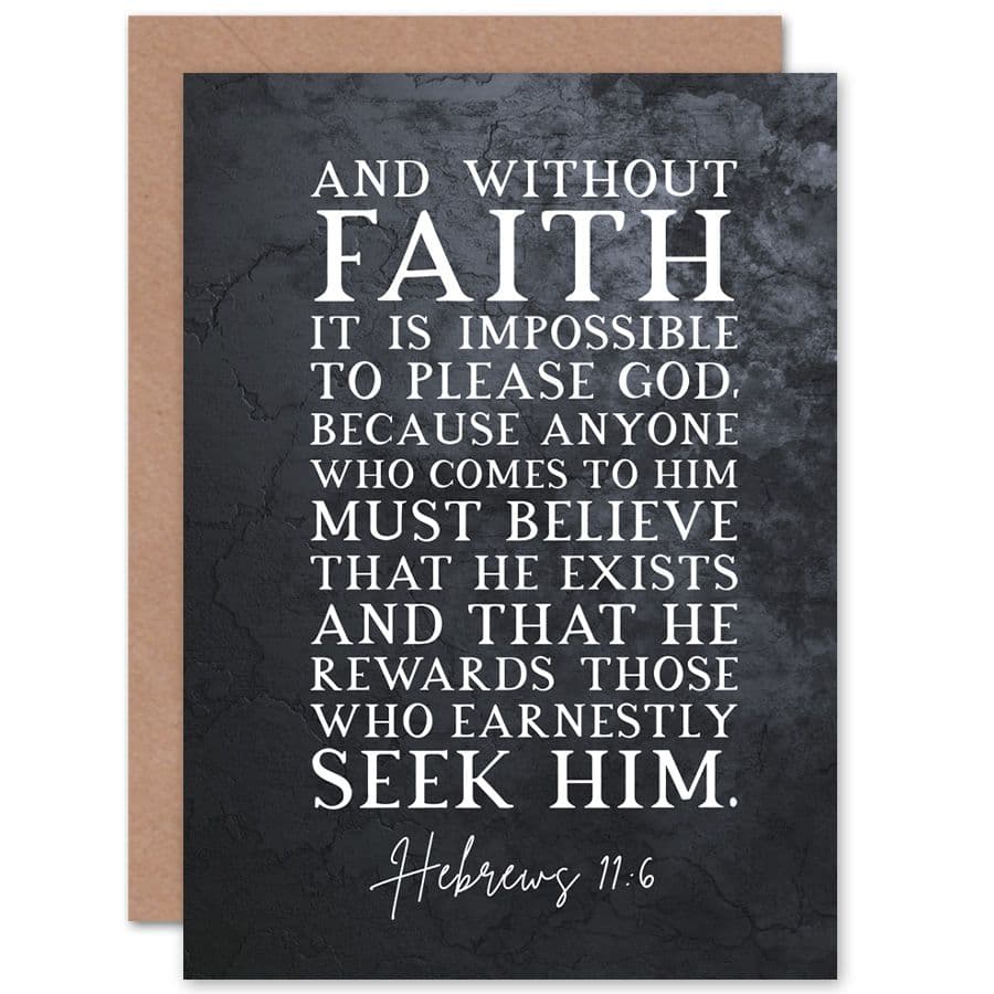 Bible Card Hebrews 11 6 Without Faith it is Impossible to Please God Christian Bible Verse Card