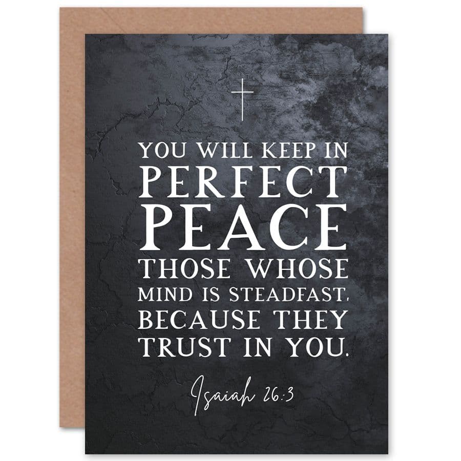 Bible Card Isaiah 26:3 Perfect Peace They Trust In You Christian Bible Verse Card