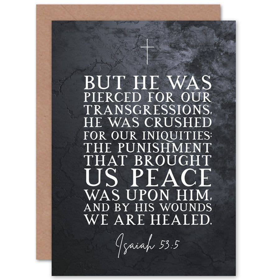 Bible Card Isaiah 53:5 By His Wounds We Are Healed Christian Bible Verse Card