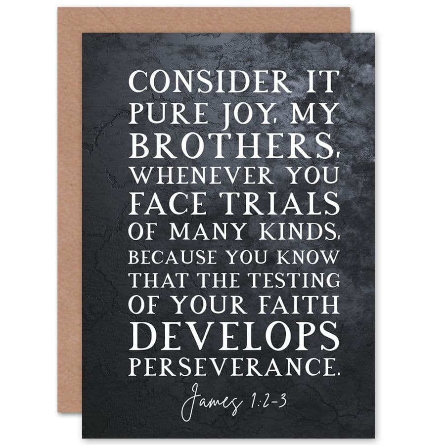 Bible Card James 1 2 3 Testing Your Faith Develops Perseverance Christian Bible Verse Card