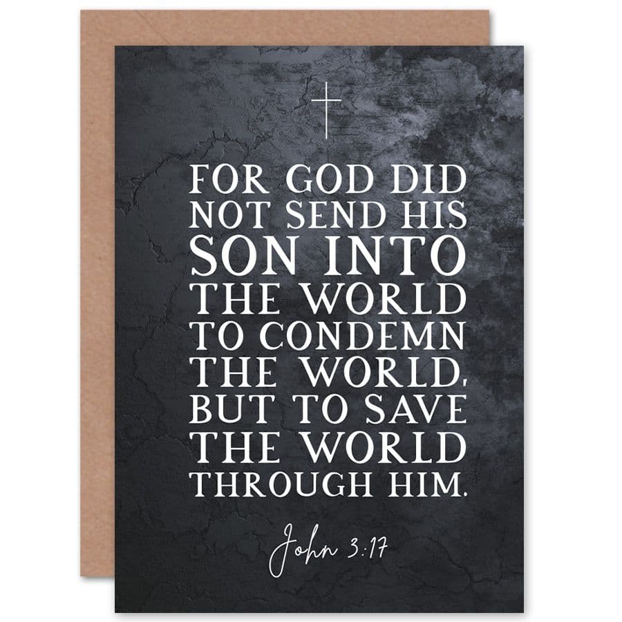 Bible Card John 3 17 God Sent His Son To Save World Christian Bible Verse Card