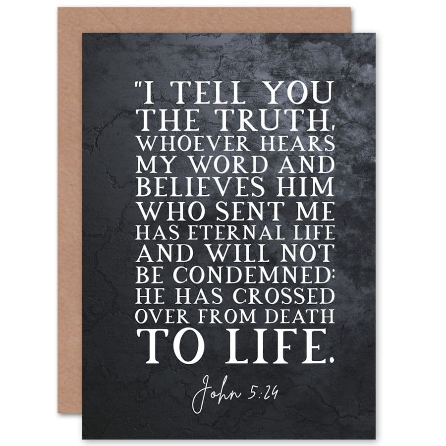 Bible Card John 5 24 Whoever Hears My Word Believes Has Eternal Life Christian Bible Verse Card