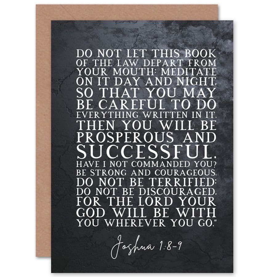 Bible Card Joshua 1:8-9 Be Strong And Courageous Christian Bible Verse Card