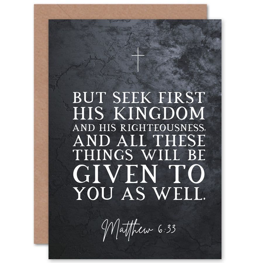 Bible Card Matthew 6:33 See First His Kingdom and Righteousness Christian Bible Verse Card