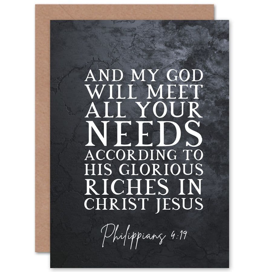 Bible Card Philippians 4 19 GOD Will Meet All Your Needs Christ Jesus Christian Bible Verse Card