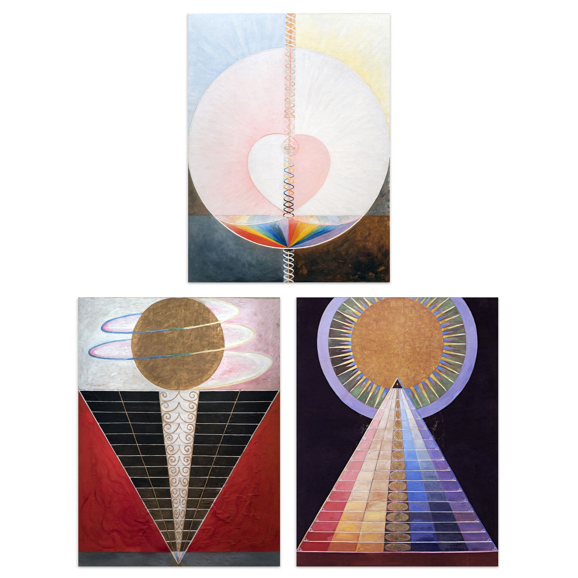 Wall Art Print Pack 3 A4 Hilma Af Klint Abstract Pioneer Altarpiece Painting Living Room s Set