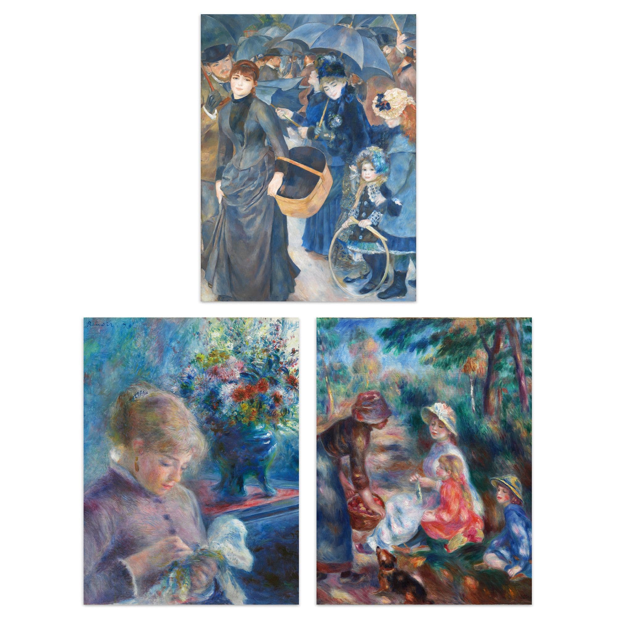Wall Art Print Pack of 3 A4 Pierre-Auguste Renoir Impressionist Painting Living Room s Set
