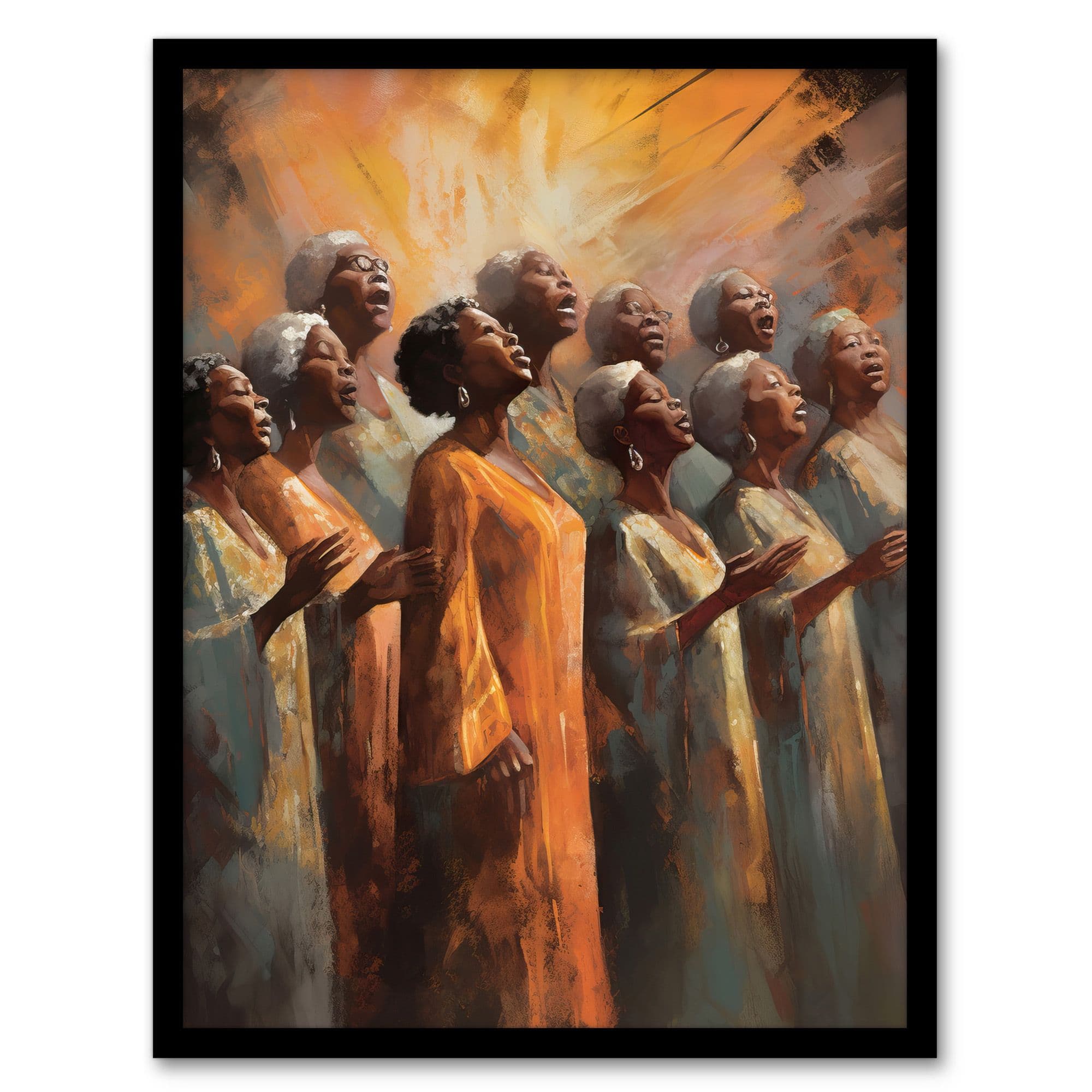African Country Gospel Choir Music Artwork Art Print Framed Poster Wall Decor 12x16 inch