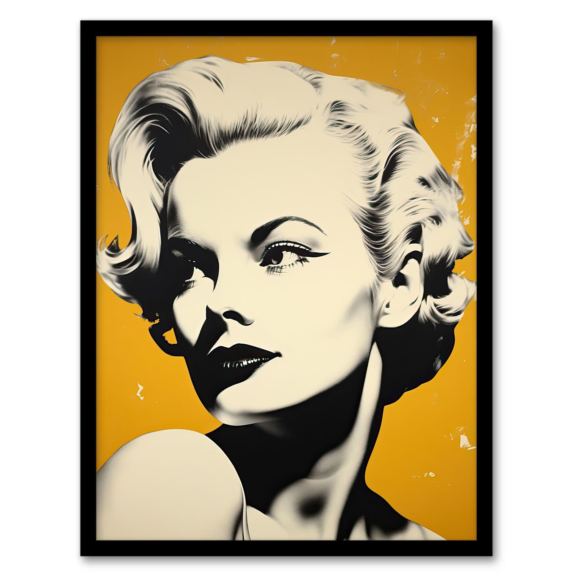 Blonde On Mustard A Stylish Modern Black White Photo Of A Woman On Yellow Art Print Framed Poster Wall Decor 12x16 inch