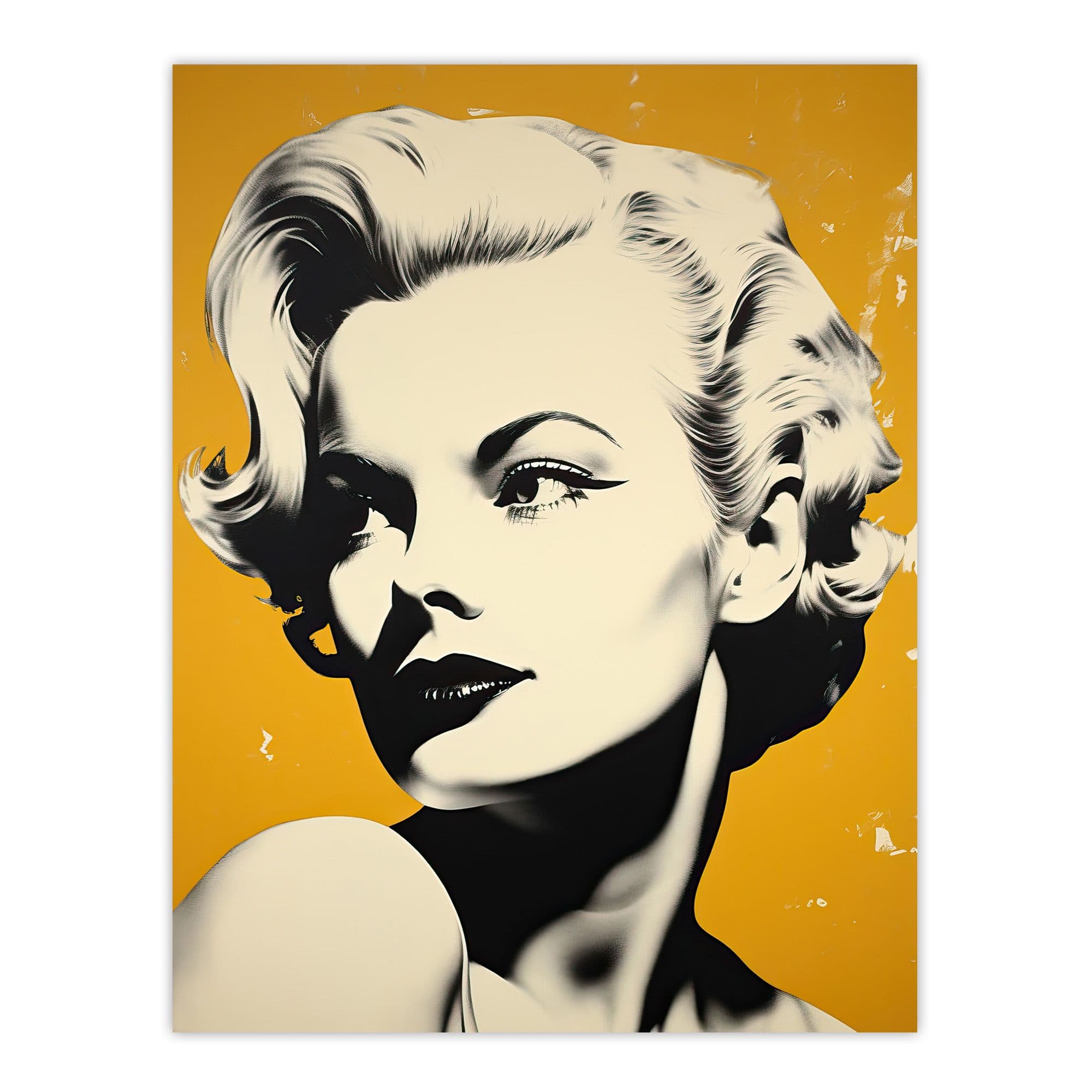 Blonde On Mustard Stylish Modern White Photo Woman On Yellow Large Wall Art Poster Print Thick Paper 18X24 Inch