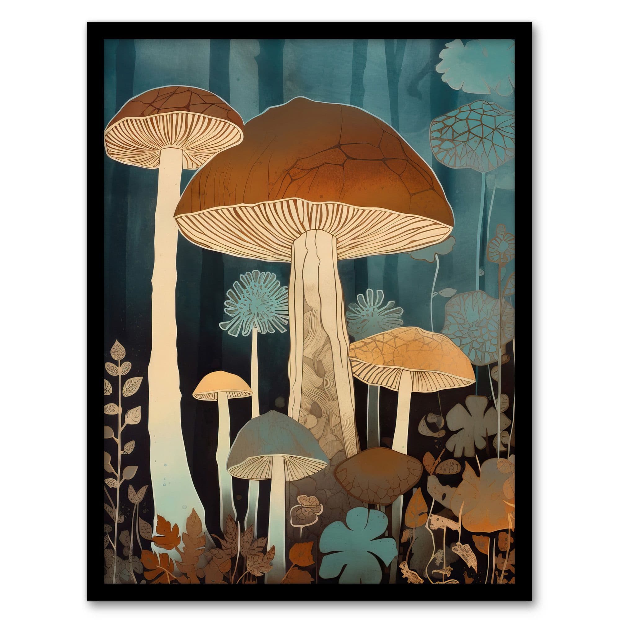 Cep Mushroom Earthy Aesthetic Modern Brown Artwork Framed Wall Art Print A4