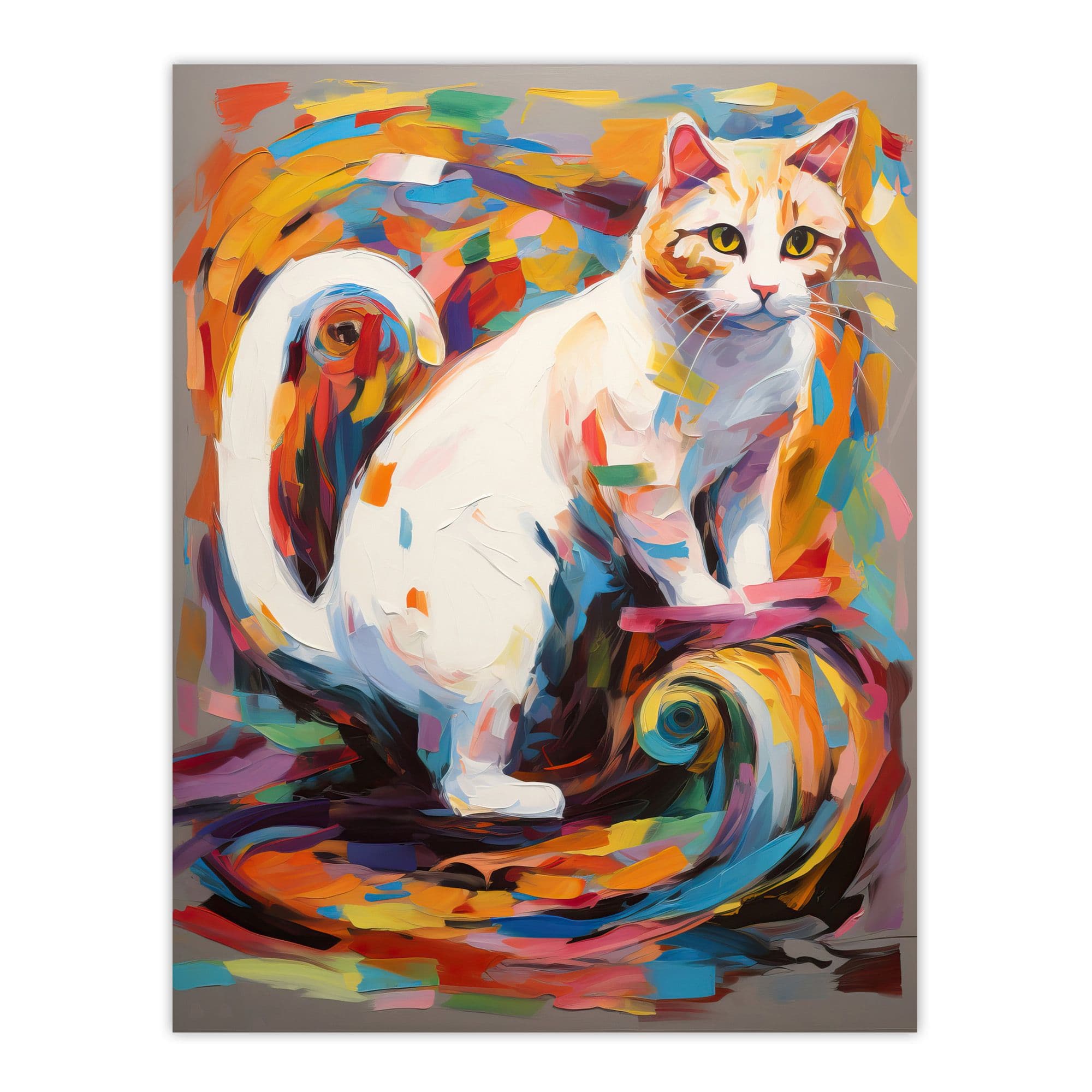 Armchair Cat Portrait Painting Colourful Large Wall Art Poster Print Thick Paper 18X24 Inch