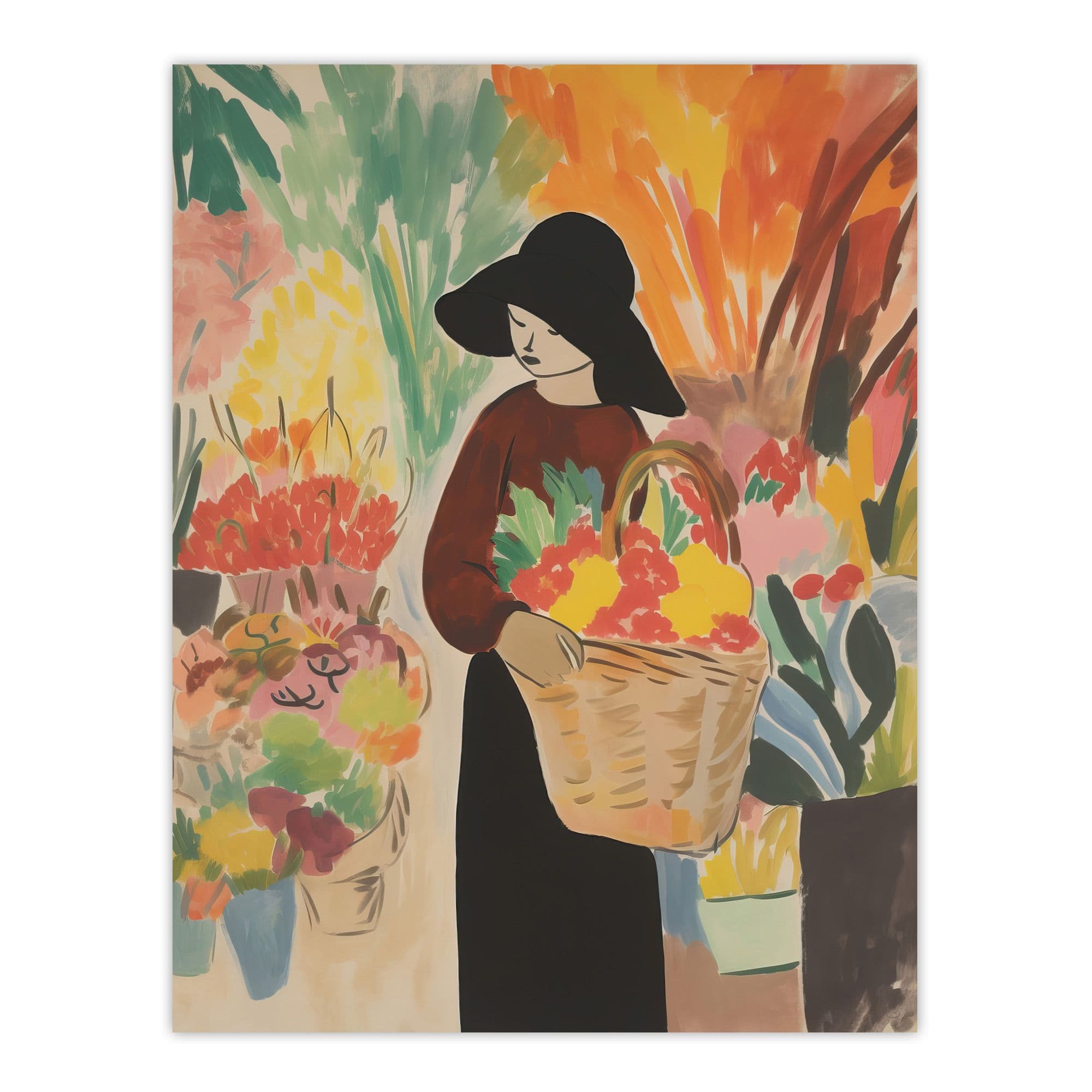 The Flower Stall Danish Pastel Aesthetic Market Matisse Style Dutch Colourful Unframed Wall Art Print Poster Home Decor Premium