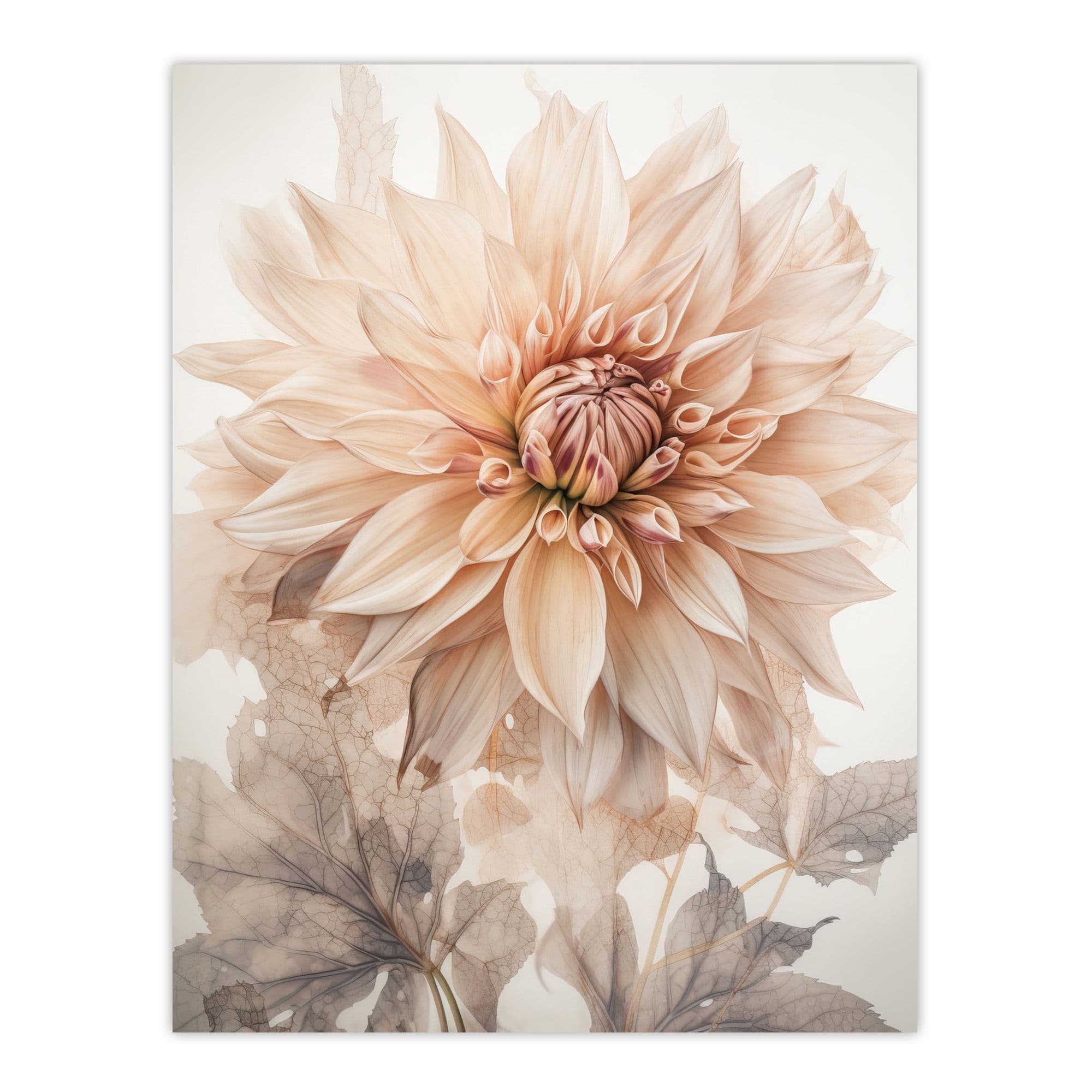 Elegant Dahlia Soft Pastel Flower Aesthetic Calm Pastel Tone Petals Extra Large XL Wall Art Poster Print