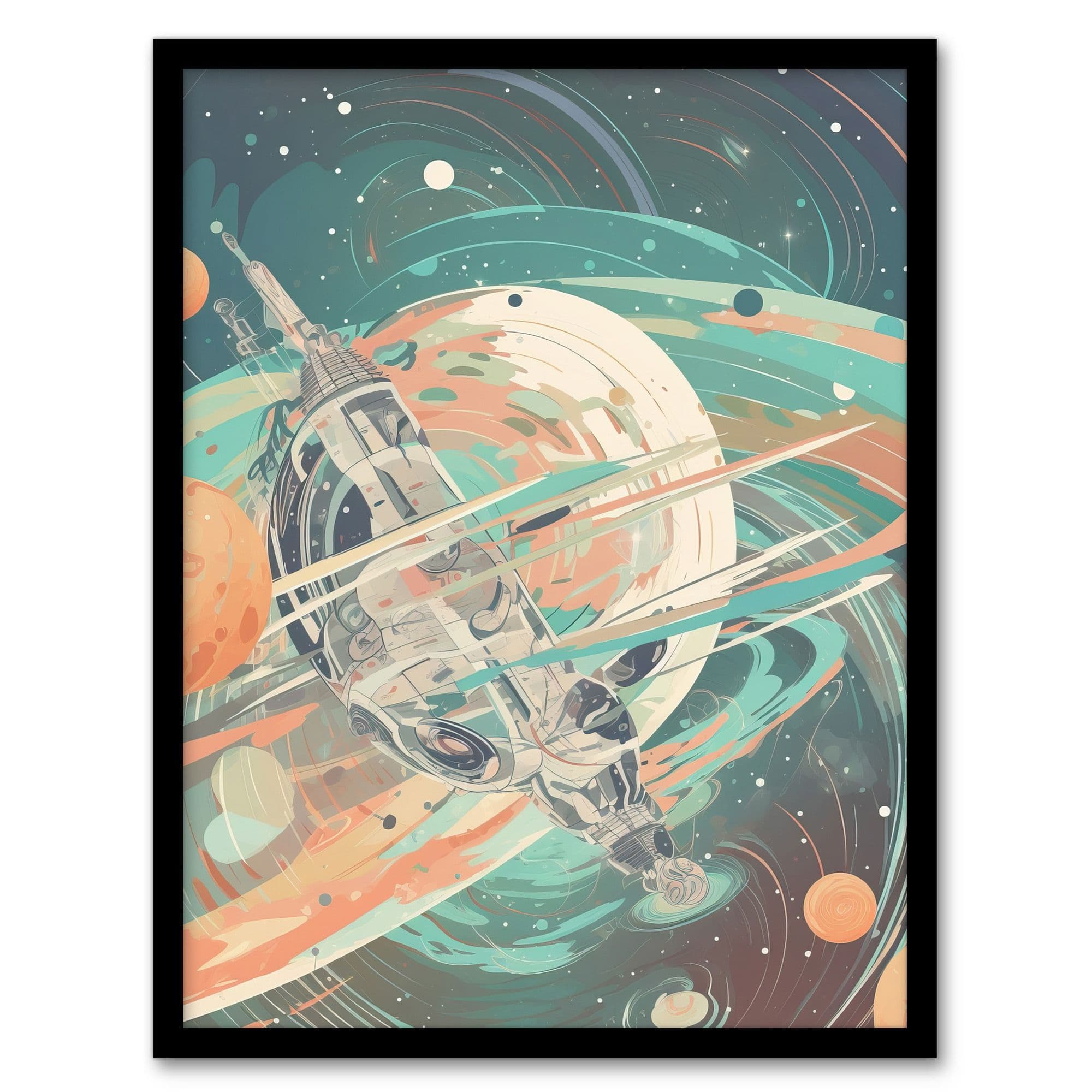 Futuristic Abstract Galactic Outer Space Abstract David Bain Art Print Framed Poster Wall Decor 12x16 inch