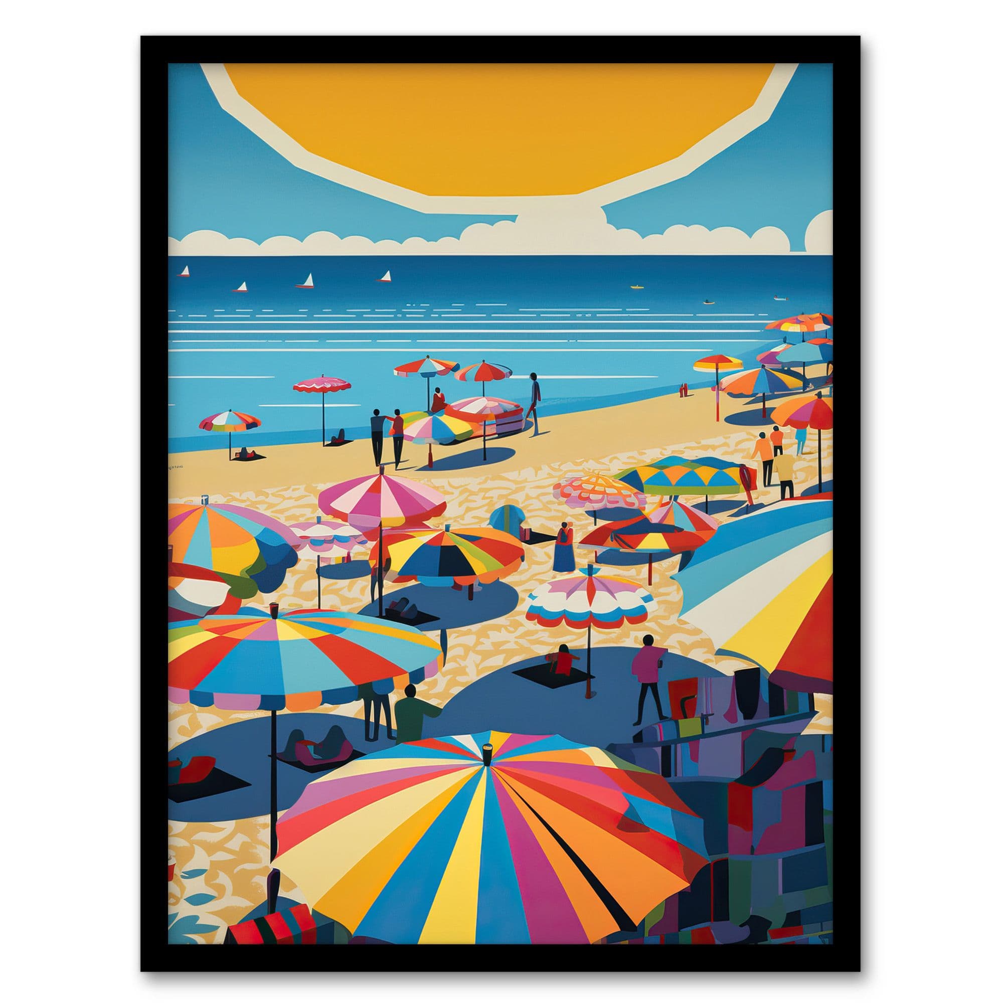 Midday Sun Saint Tropez Goeff Turner Giant Sunrise Sun Kissed Shores Playful Beachside Artwork Seaside Bathroom Artwork Framed Wall Art Print