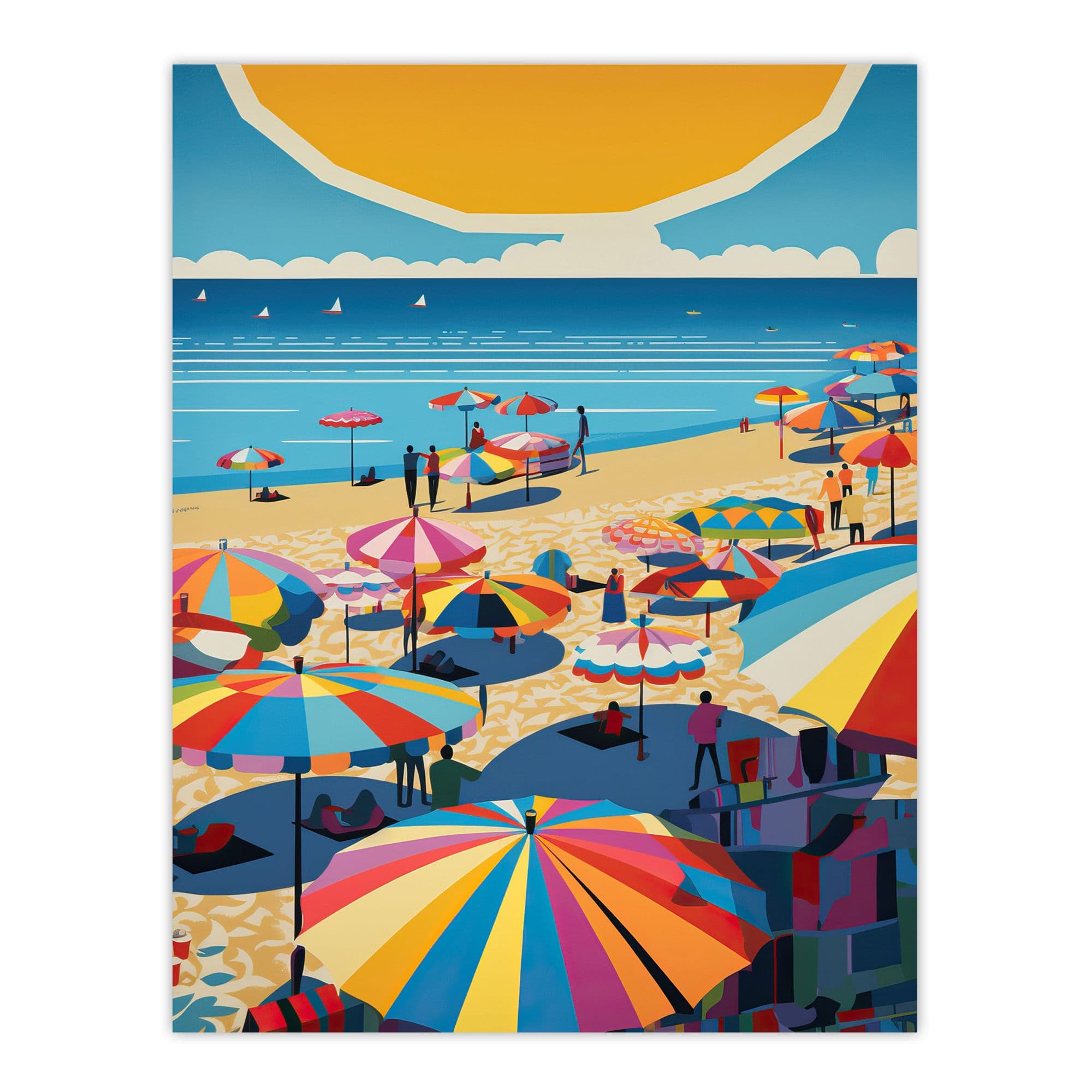 Midday Sun Saint Tropez Goeff Turner Giant Sunrise Sun Kissed Shores Playful Beachside Artwork Seaside Bathroom Unframed Wall Art Print Poster