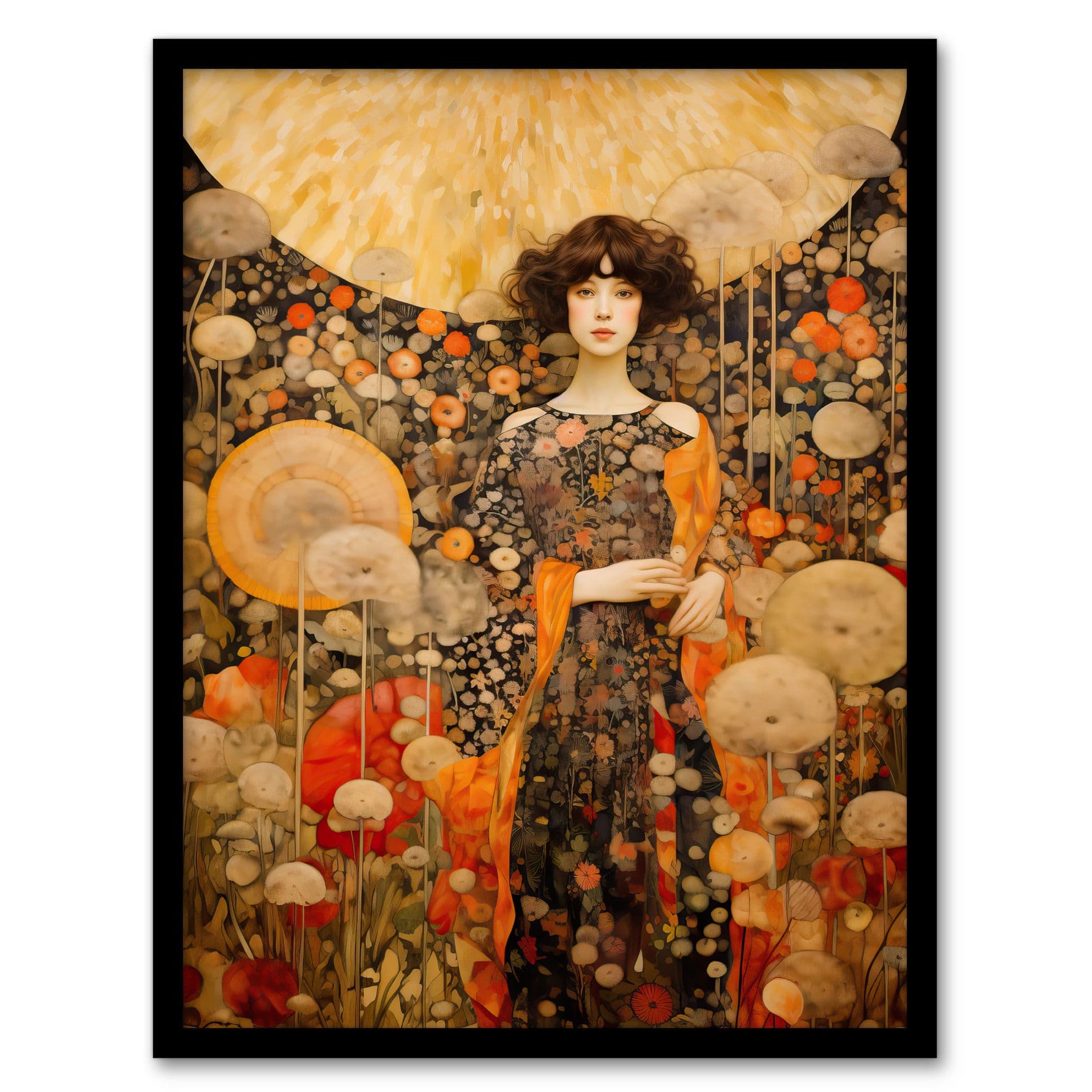 Dandelion Dream Dianne Knope Klimt William Morris Inspired Style Wildflower Meadow Artwork Framed Wall Art Print A4