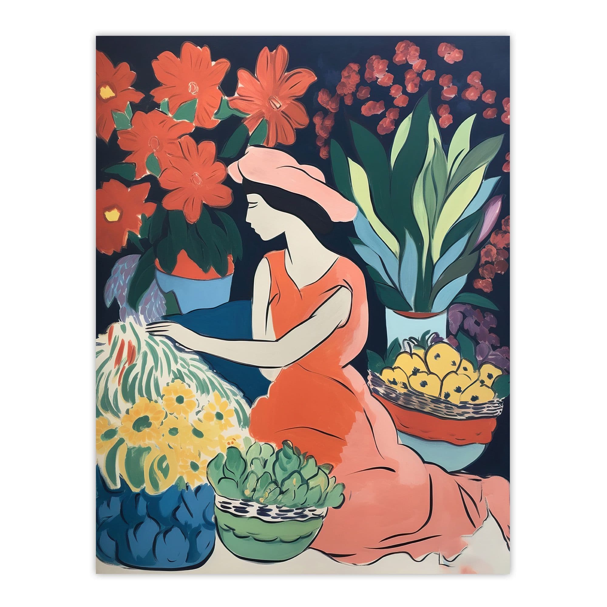 Market Sylvia Day Sitting Danish Pastel Aesthetic Floral Matisse Style Flowers Dutch Extra Large Wall Art Poster Print