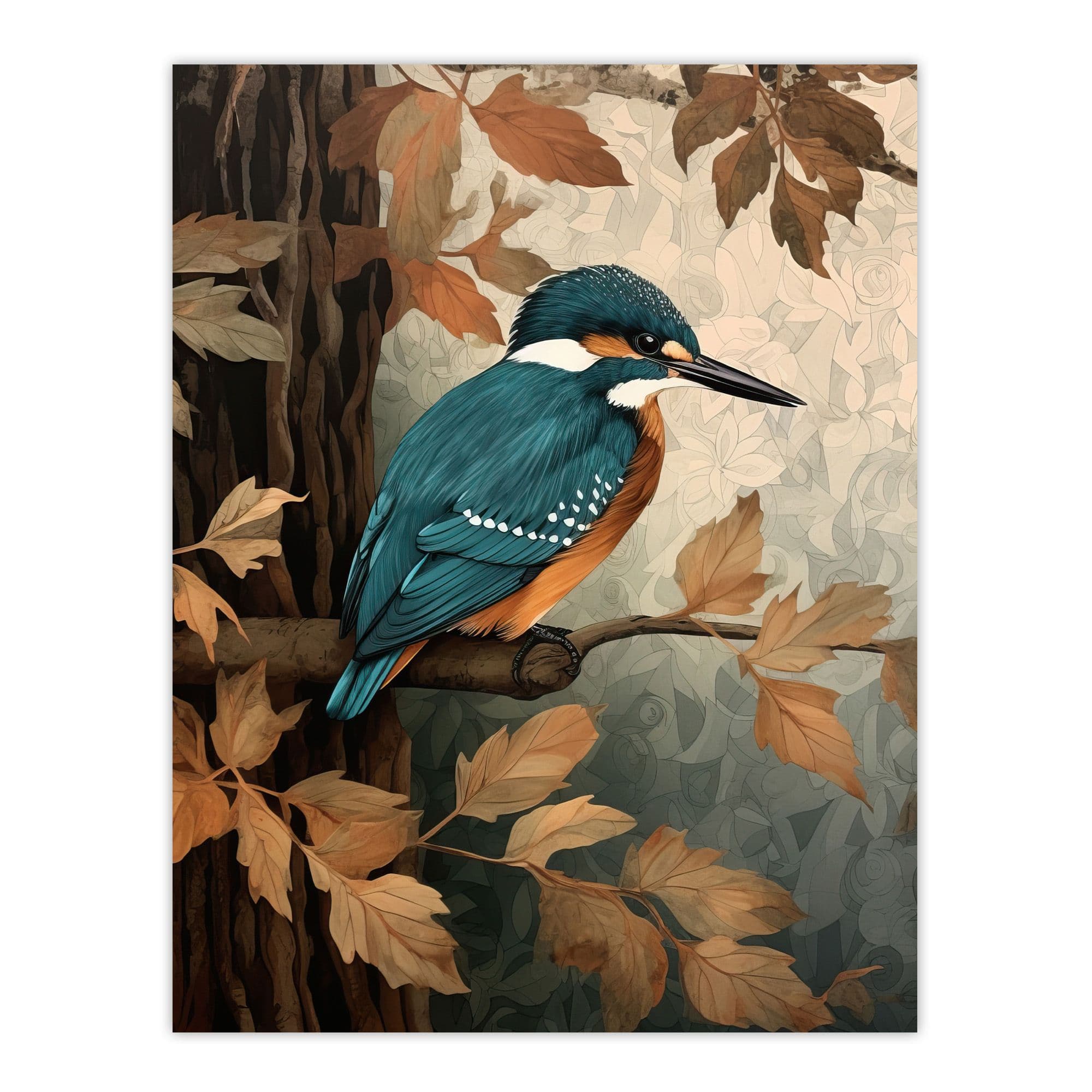 Kingfisher By George Sinclair Vintage Botanical Earthy Aesthetic River Bird Large Wall Art Poster Print Thick Paper 18X24 Inch