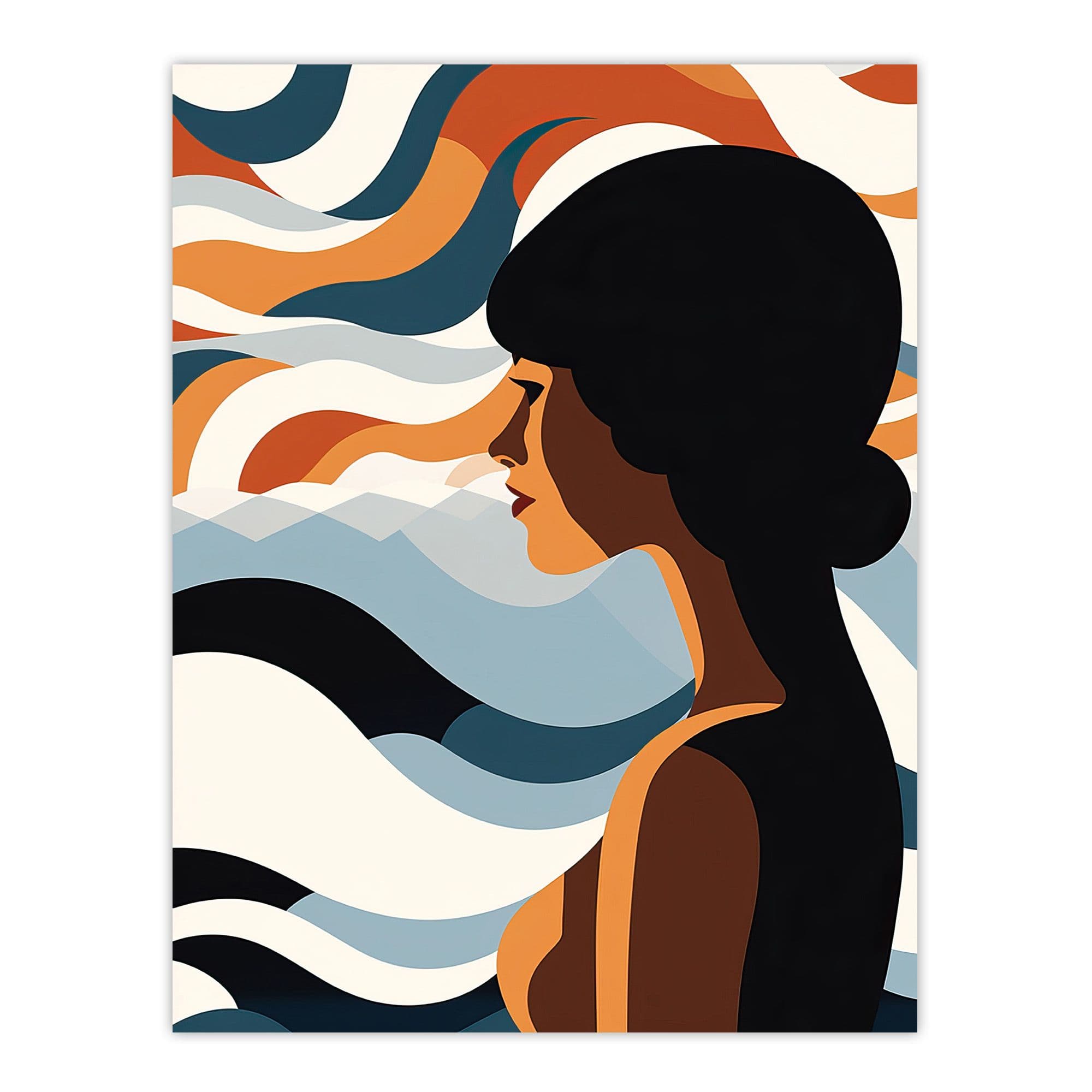 Modern Art Nouveau Abstract Woman Seascape Extra Large XL Wall Art Poster Print