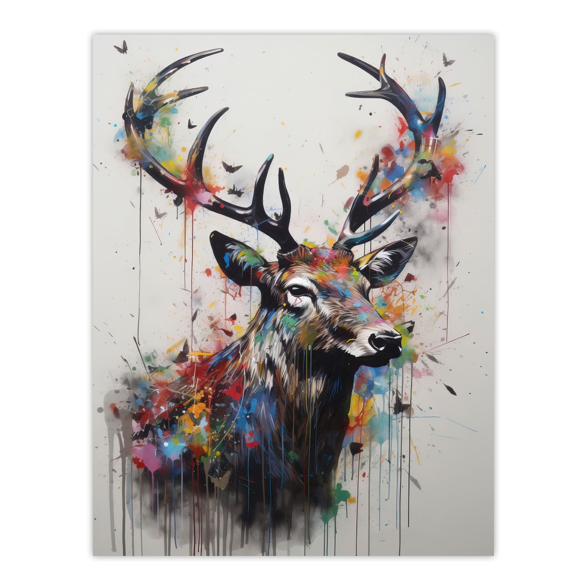 Modern Monarch Glen Stag Painting Butterflies Large Wall Art Poster Print Thick Paper 18X24 Inch