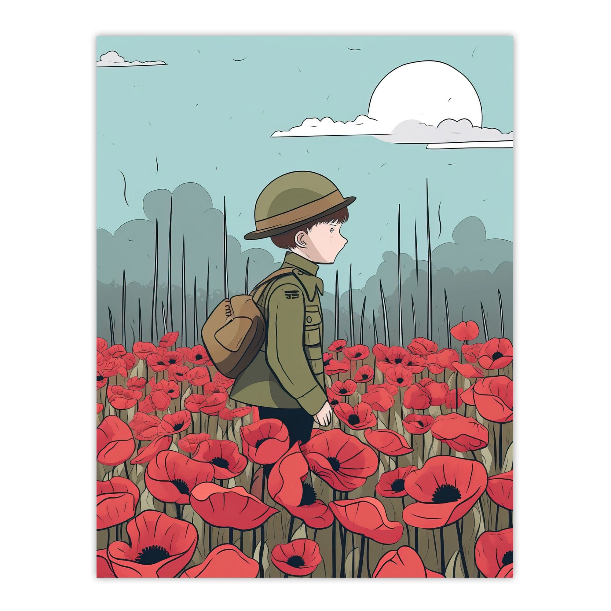 Modern Poppy Fields Illustration Remembrance Day Flanders Unframed Wall Art Print Poster Home Decor Premium