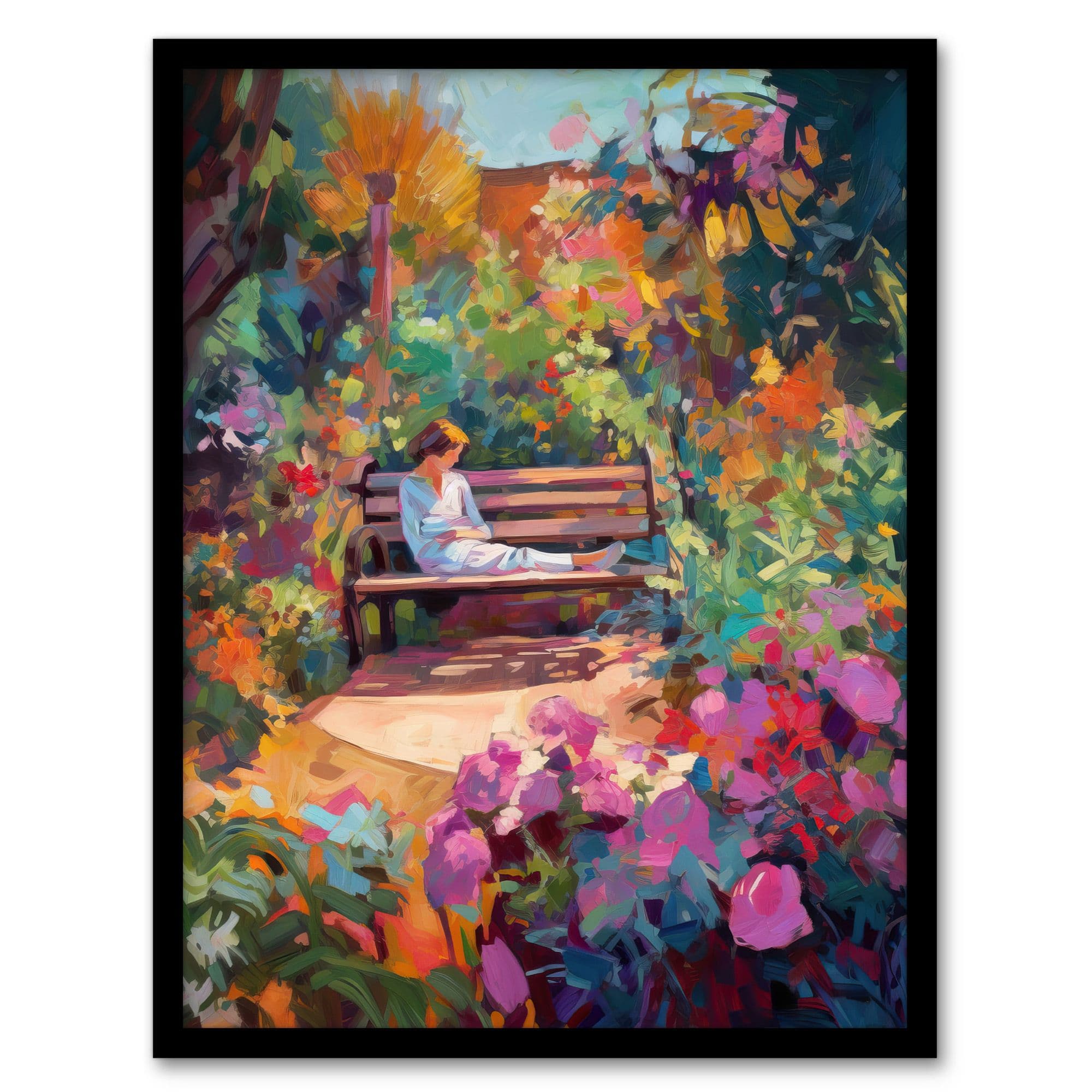 My Time By Anna Lane Floral Garden Relaxation Flowers Artwork Framed Wall Art Print A4