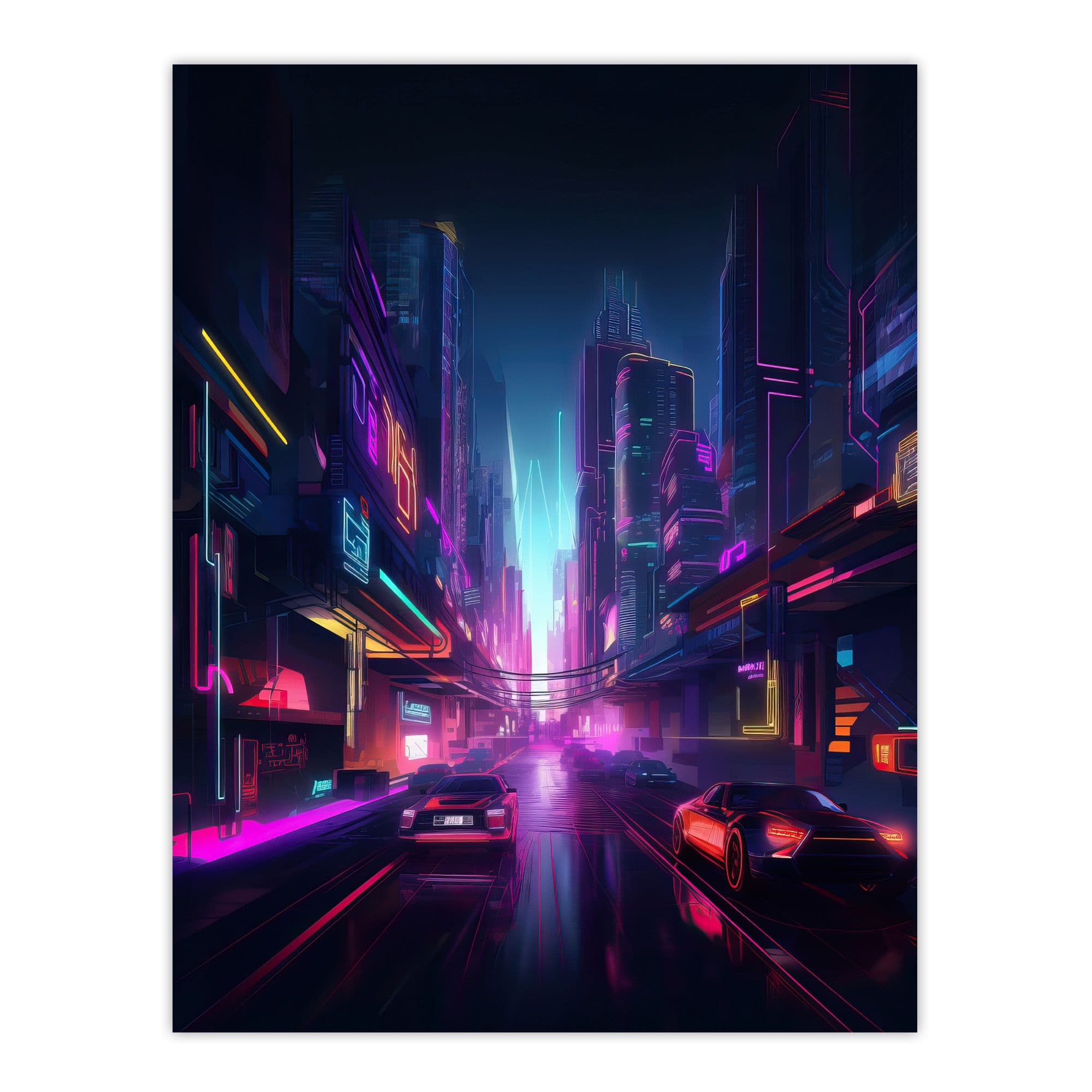 Neon Cityscape Electronic Futuristic Skyscraper Bedroom Unframed Wall Art Print Poster Home Decor Premium