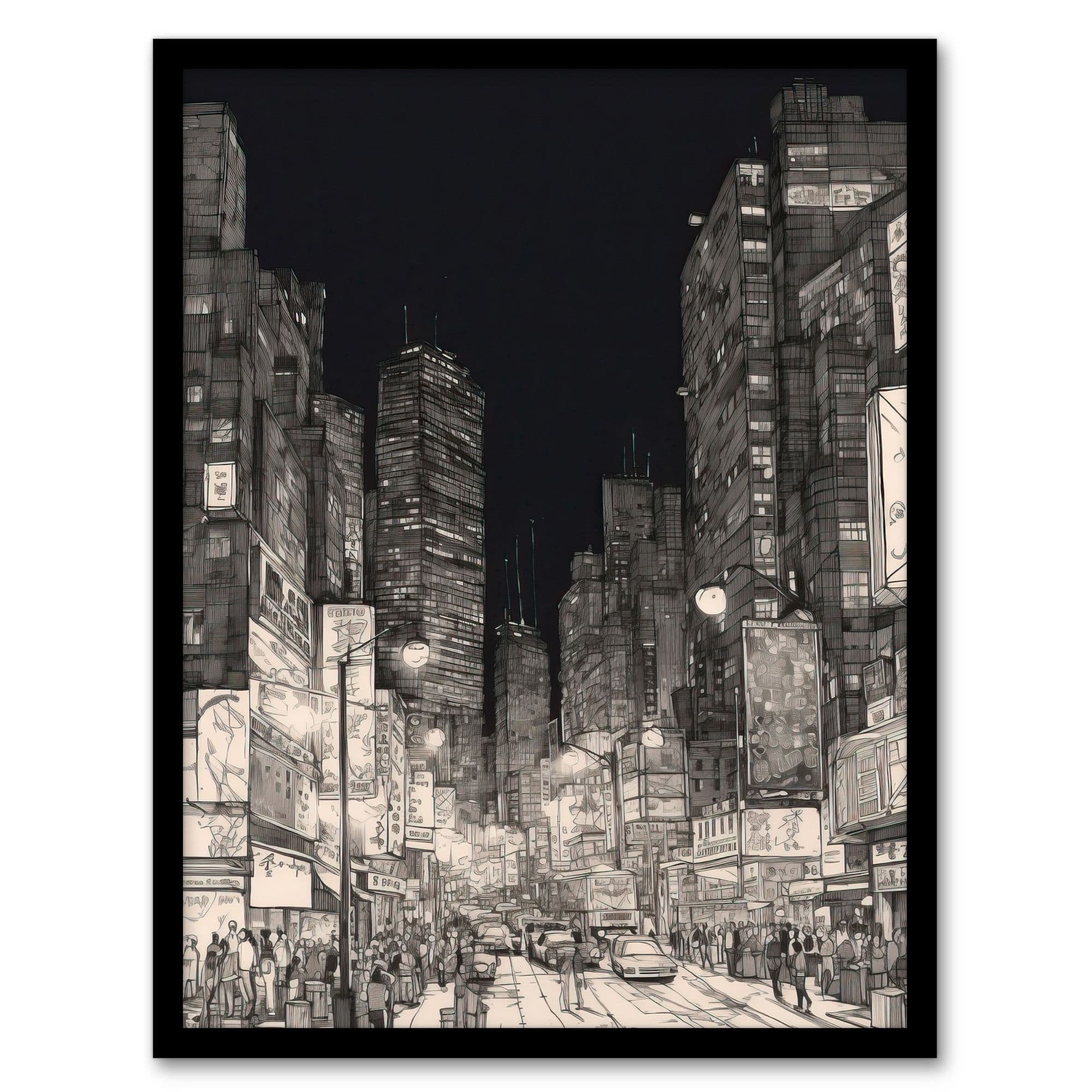Downtown Dallas Cityscapes Intricate Ink Sketch Art Print Framed Poster Wall Decor 12x16 inch