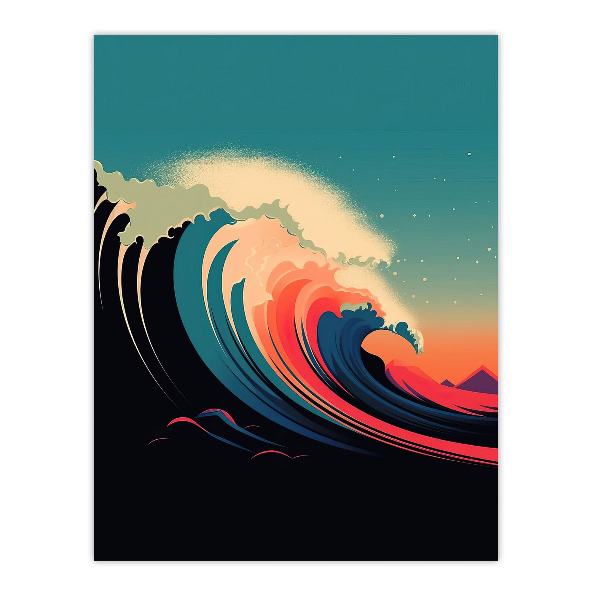 Rainbow Bomb Wave Ocean Sea Bauhaus Wave Bathroom Toilet Large Wall Art Poster Print Thick Paper 18X24 Inch
