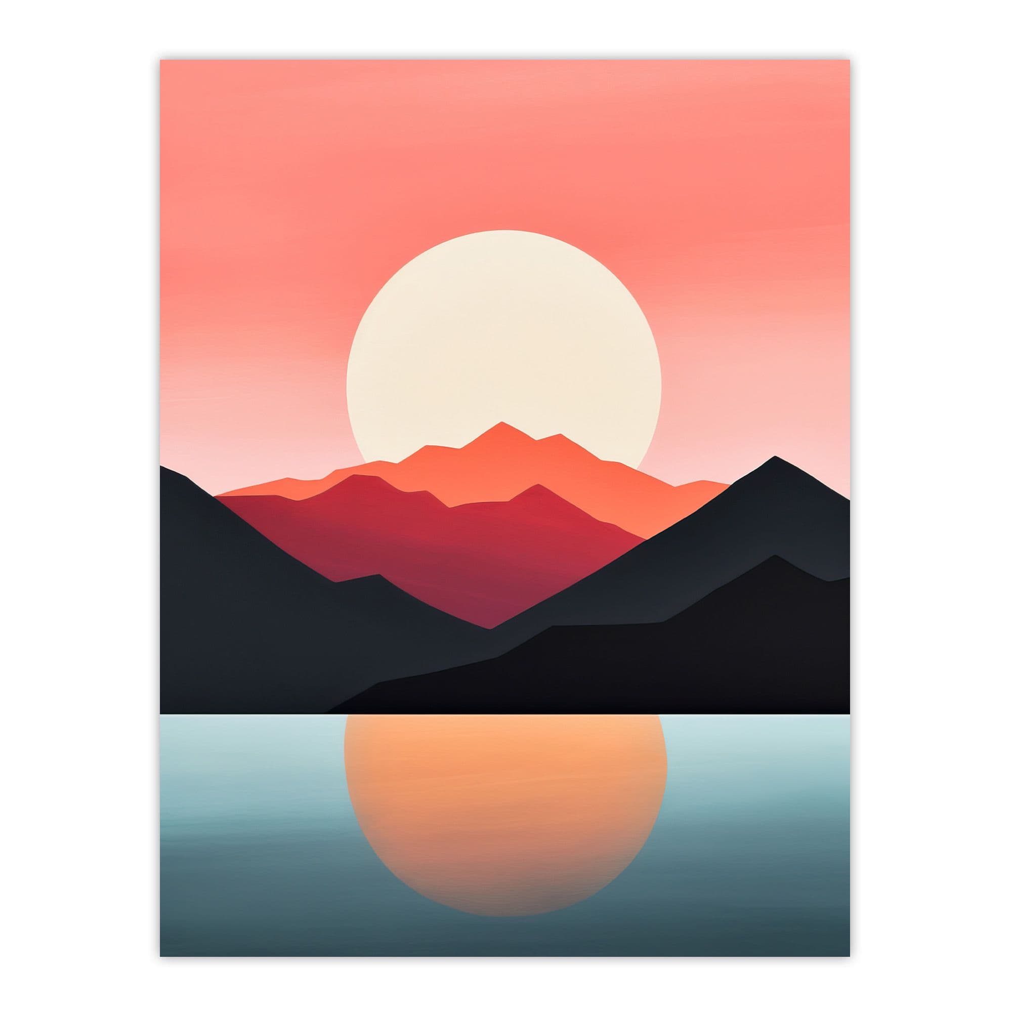 Reflecting Sea At Sunrise Calming Minimalist Painting Orange Glow Unframed Wall Art Print Poster Home Decor Premium