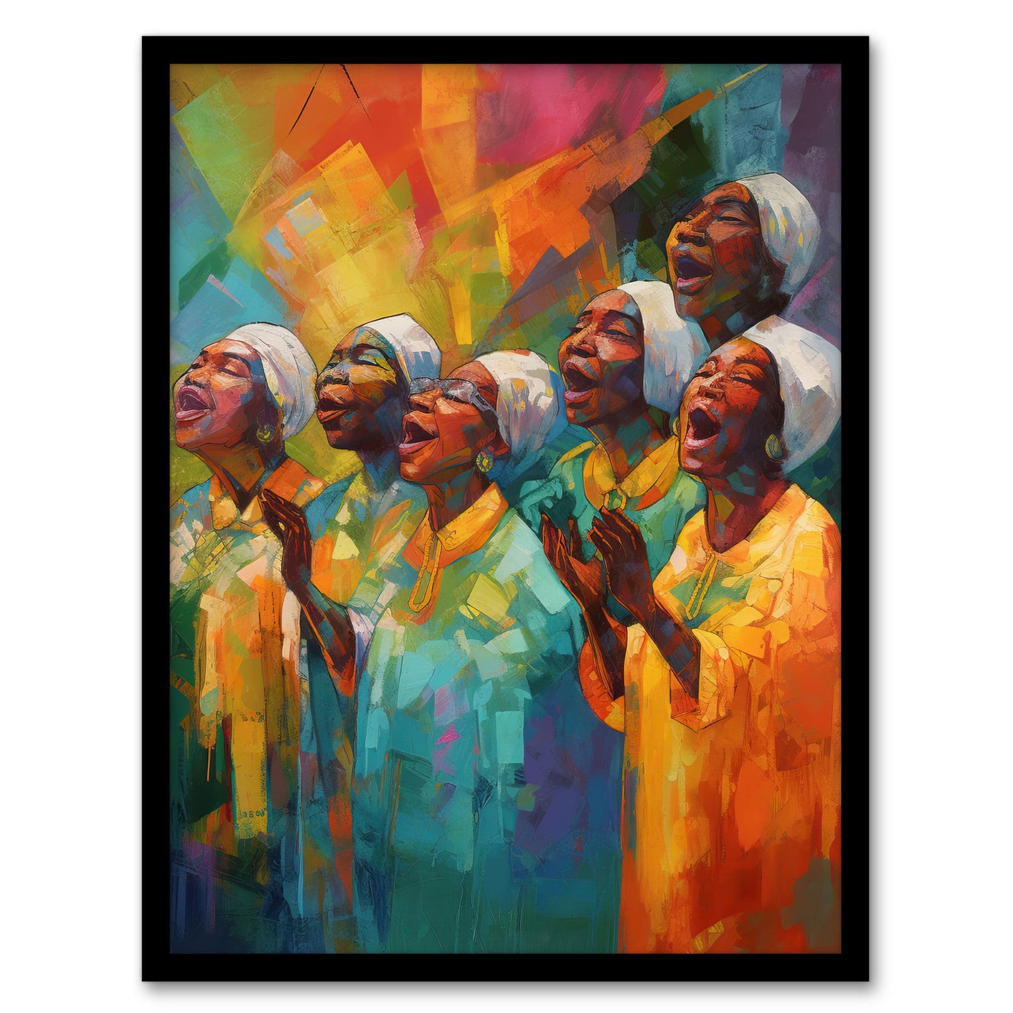Christian Gospel Choir Colourful African Music Artwork Art Print Framed Poster Wall Decor 12x16 inch