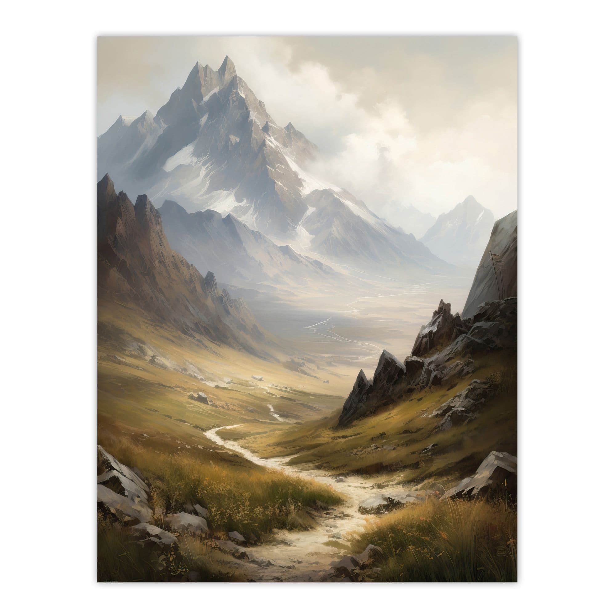 Alps Path Switzerland Mountains Panoramic Landscape Painting Large Wall Art Poster Print Thick Paper 18X24 Inch