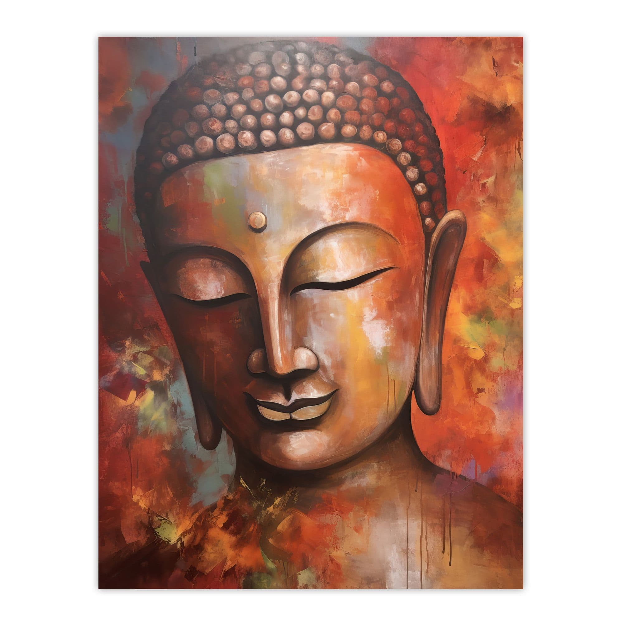 The Autumn Buddha Meditate Buddhist Statue Acrylic Painting Relaxation Spa Treatment Room Art Large Wall Art Poster Print Thick Paper 18X24 Inch