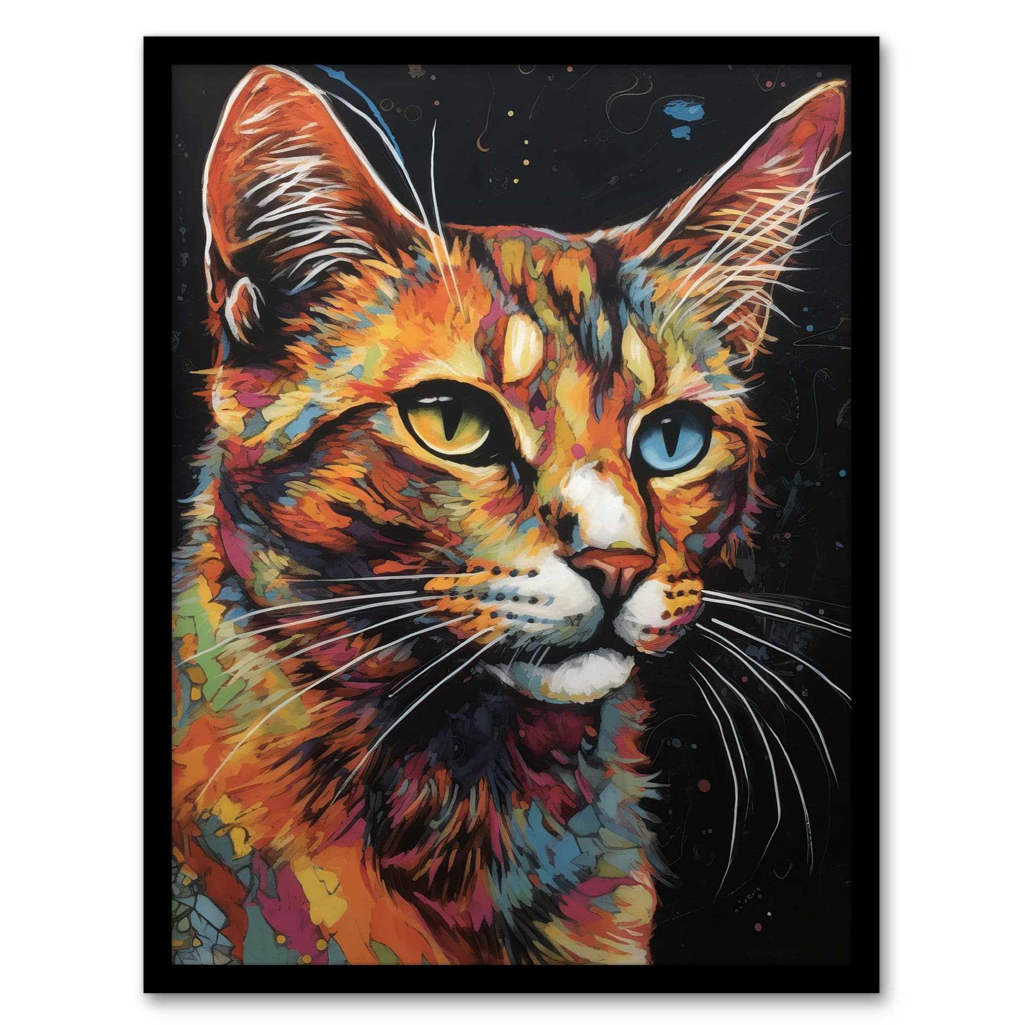 The Cats Eyes By Amy Longford Tortoiseshell Modern Painting Heterochromia Acrylic Art Print Framed Poster Wall Decor 12x16 inch