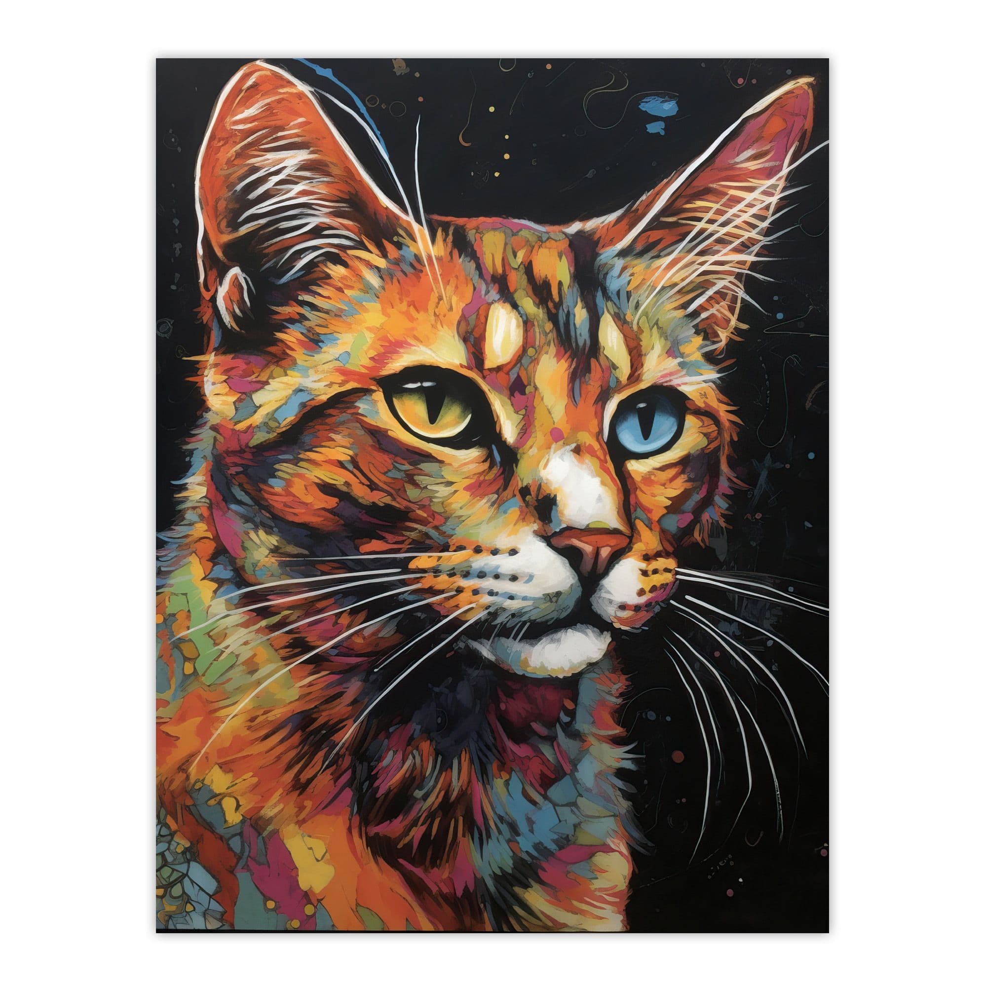 The Cats Eyes By Amy Longford Tortoiseshell Modern Painting Heterochromia Acrylic Extra Large XL Wall Art Poster Print