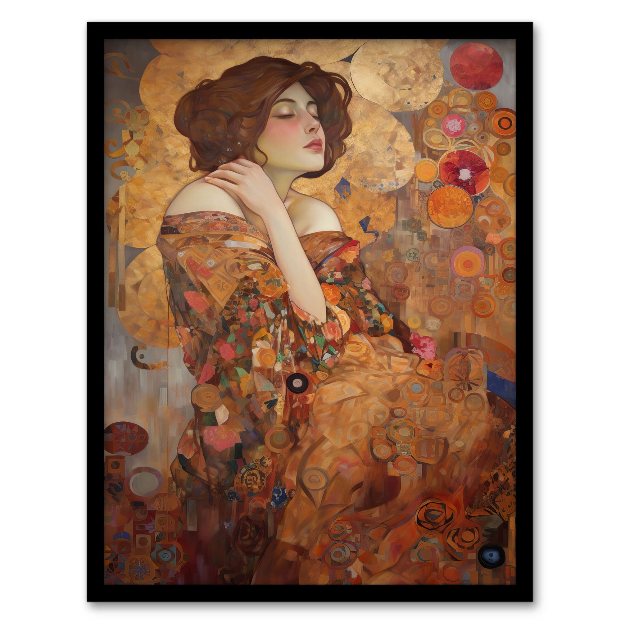 Dreamers Gustav Klimt Inspired Portrait Woman Art Print Framed Poster Wall Decor 12x16 inch