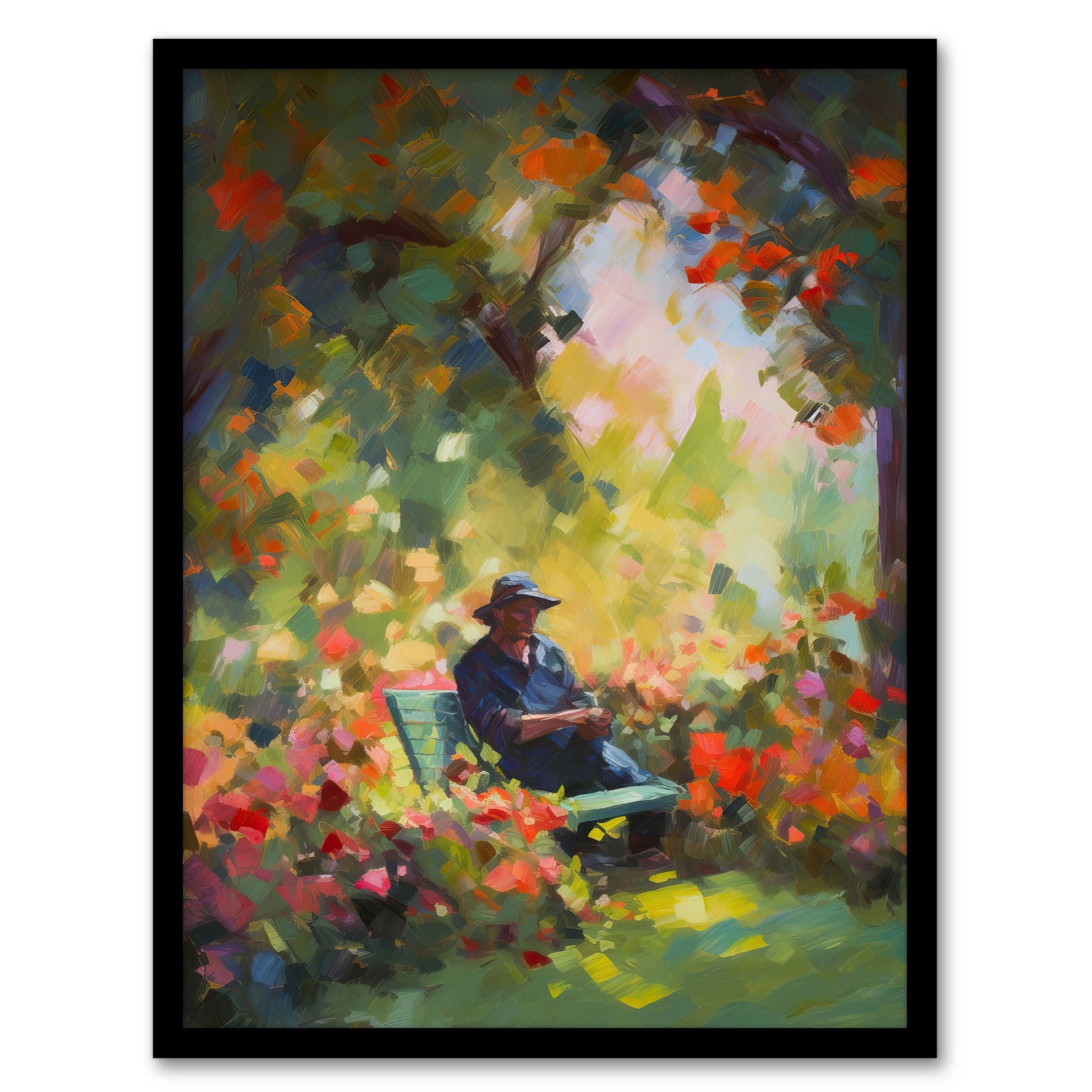 The English Country Garden Summer Relaxation Paining Flowers Trees Artwork Framed Wall Art Print A4