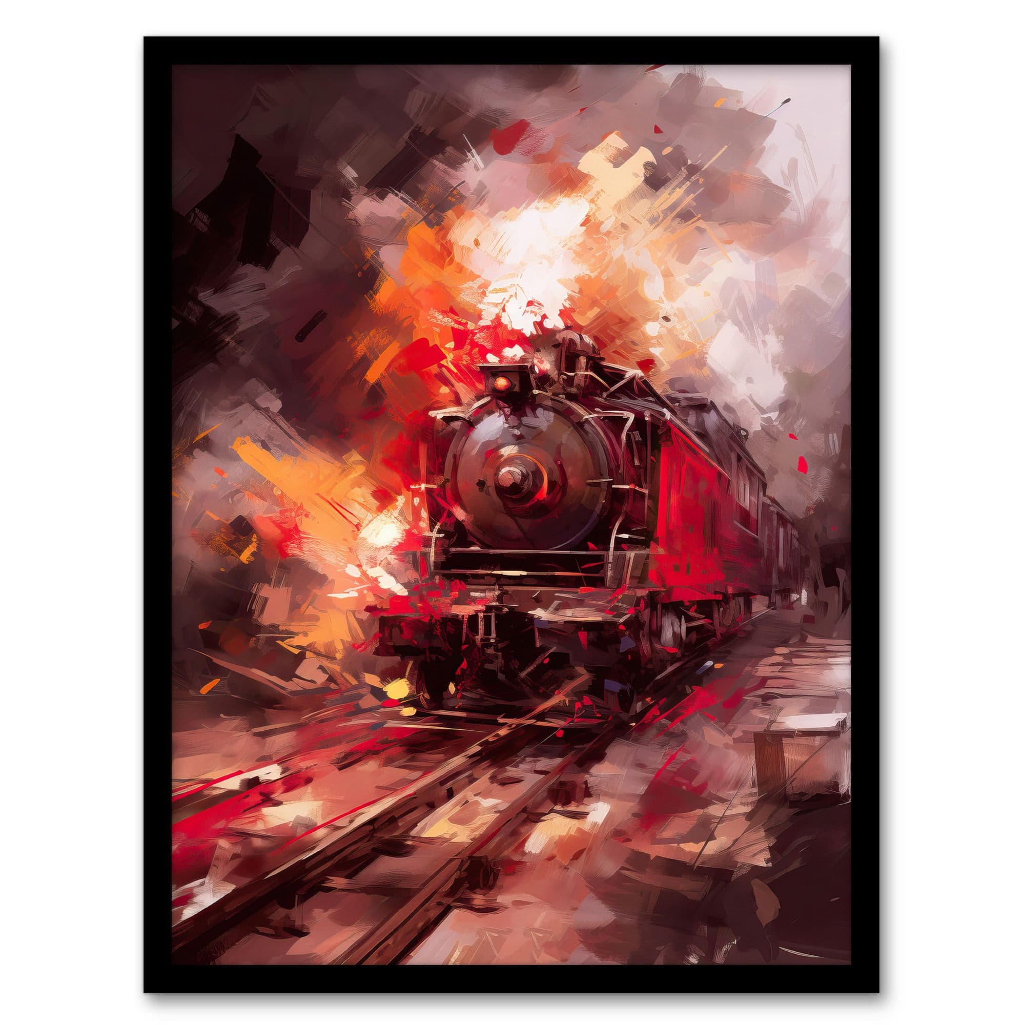 The Jacobite Steam Train Glenfinnan Viaduct Action Painting Railway Artwork Framed Wall Art Print A4