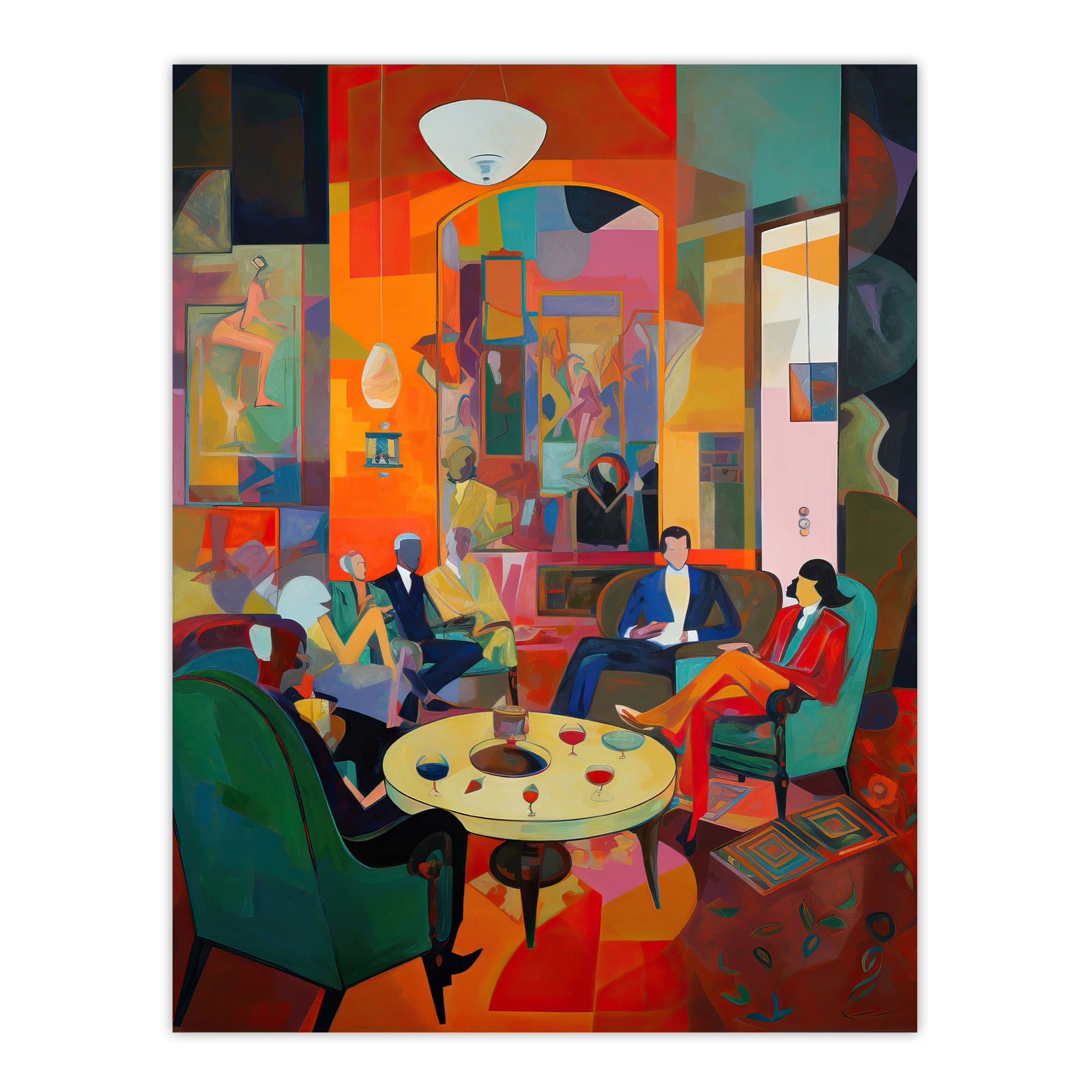 Cocktail Party Modern Colourful Abstract Kitsch Extra Large Wall Art Poster Print