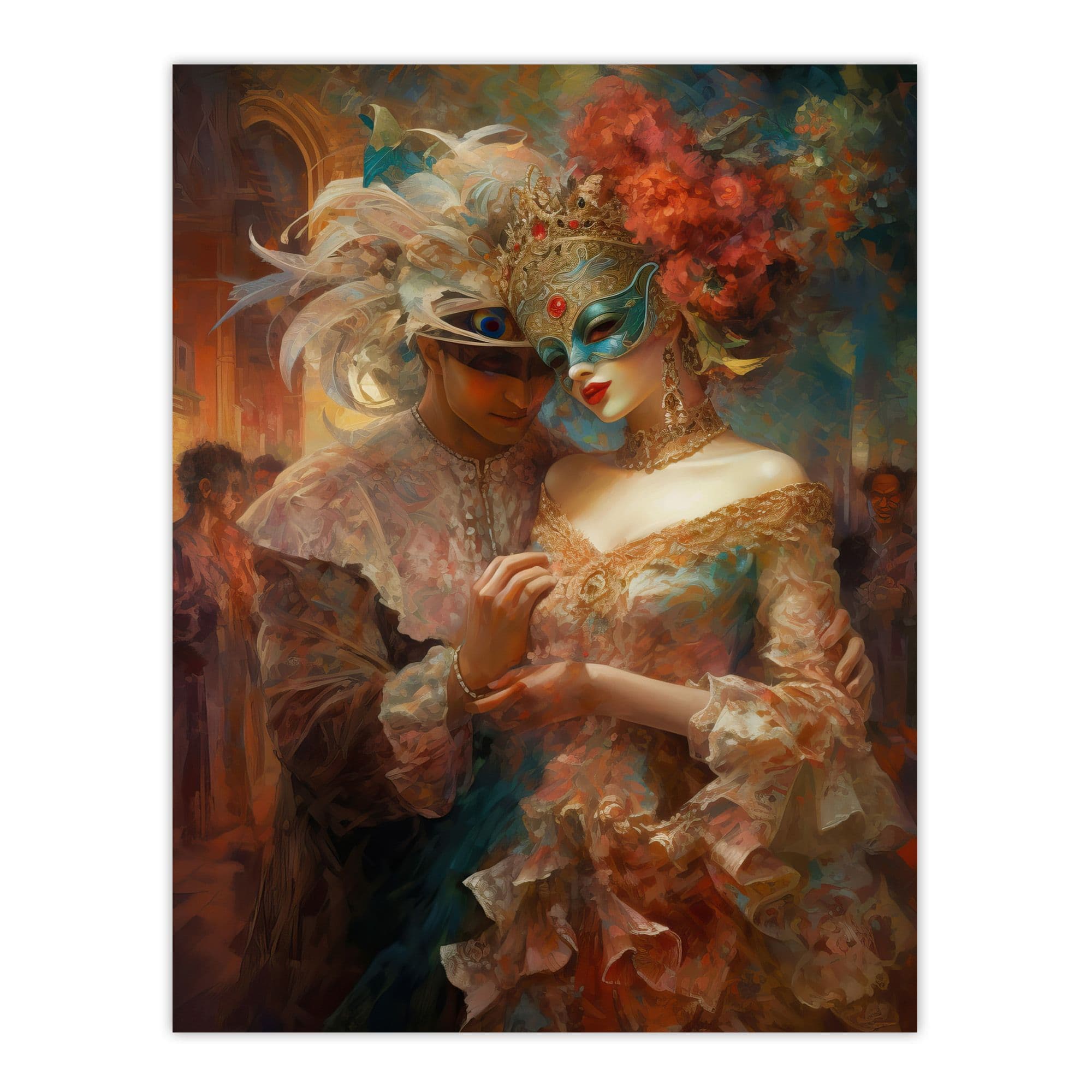 Venetian Masked Ball Romantic Painting Extra Large Wall Art Poster Print