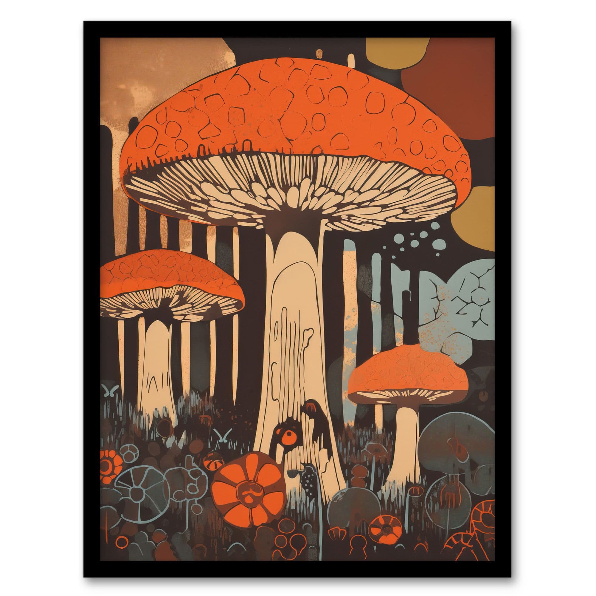Vintage Cep Mushroom Aesthetic Earthy Boletus Kitchen Art Print Framed Poster Wall Decor 12x16 inch